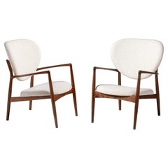 Pair of Nils & Eva Koppel Medallion Chairs in Walnut and Fabric 1952