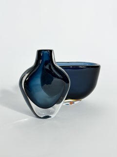 Pair of Nils Landberg Vases Orrefors Crystal Sweden 1960s