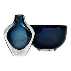 Pair of Nils Landberg Vases Orrefors Crystal Sweden 1960s