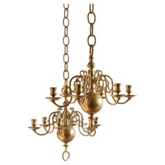 Antique Pair of Nineteenth Century Dutch Style Candle Chandeliers