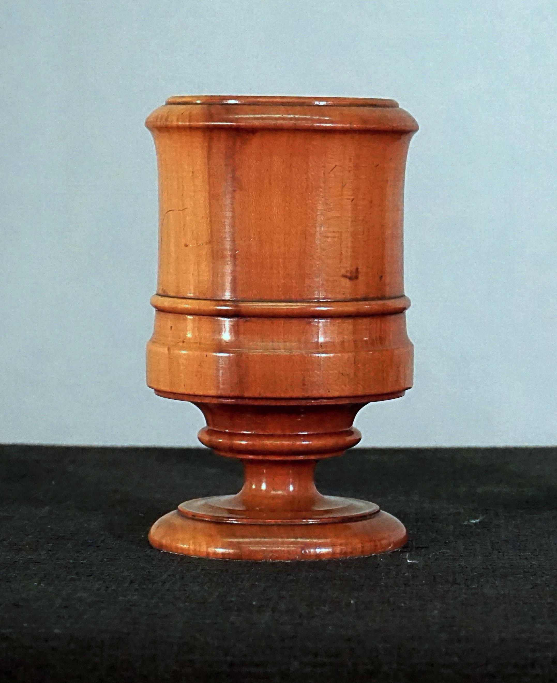 Pair of 19th century fruitwood treen goblets, circa 1840.