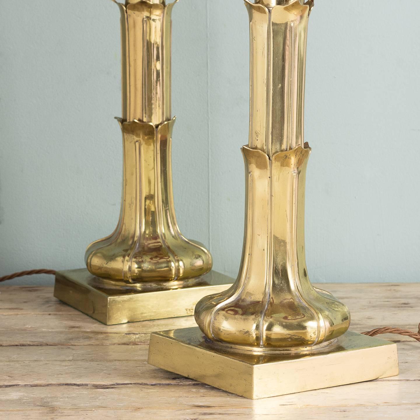 Mid-19th Century Pair of Nineteenth Century Brass Table Lamps