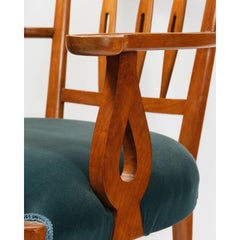 Pair of Nino Zoncada Armchairs with Cherry Wood Frame & Padded Velvet Upholstery