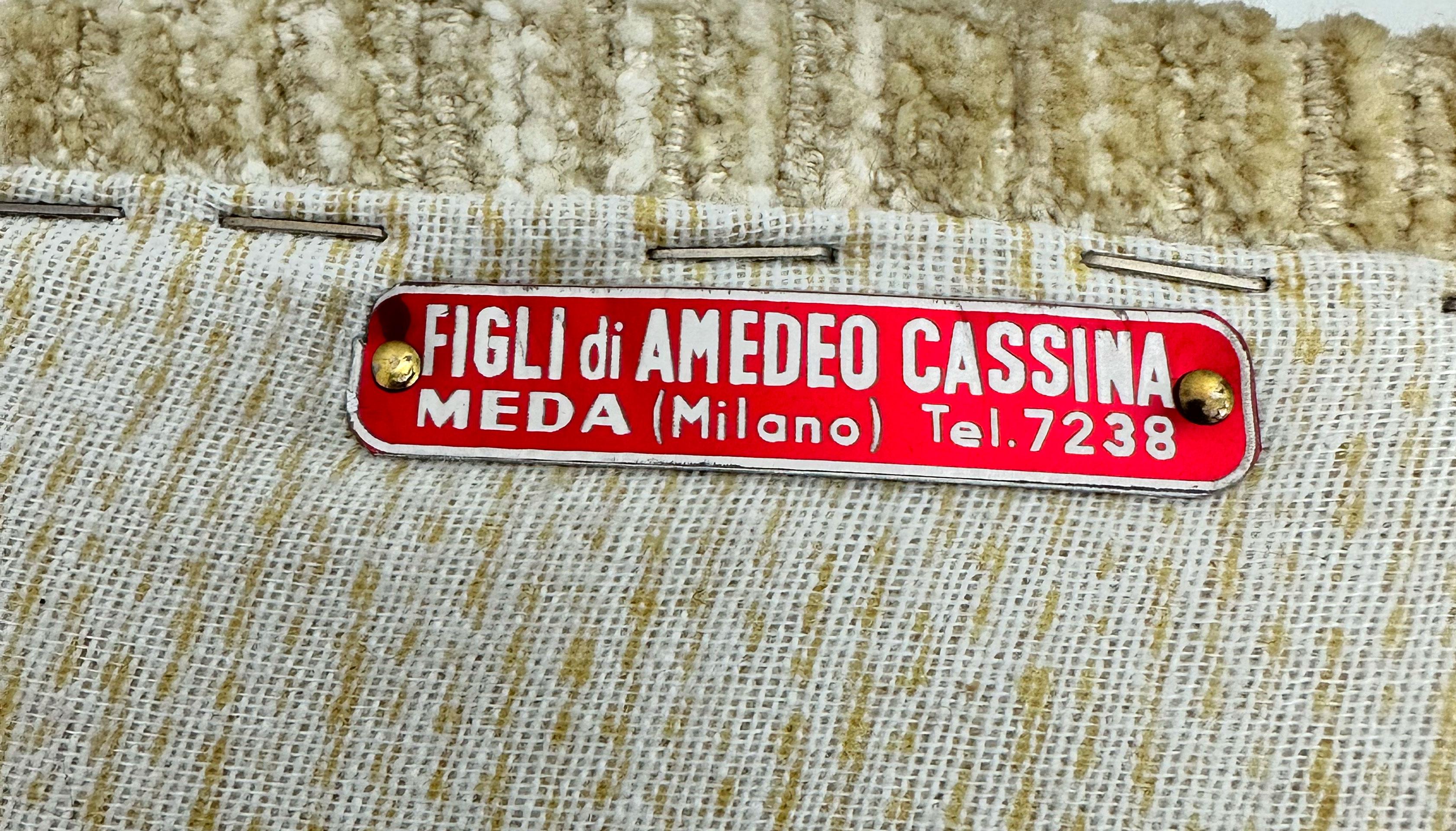 Pair of Nino Zoncada Mid-century Modern Chenille Velvet by Cassina Armchairs 50s For Sale 4