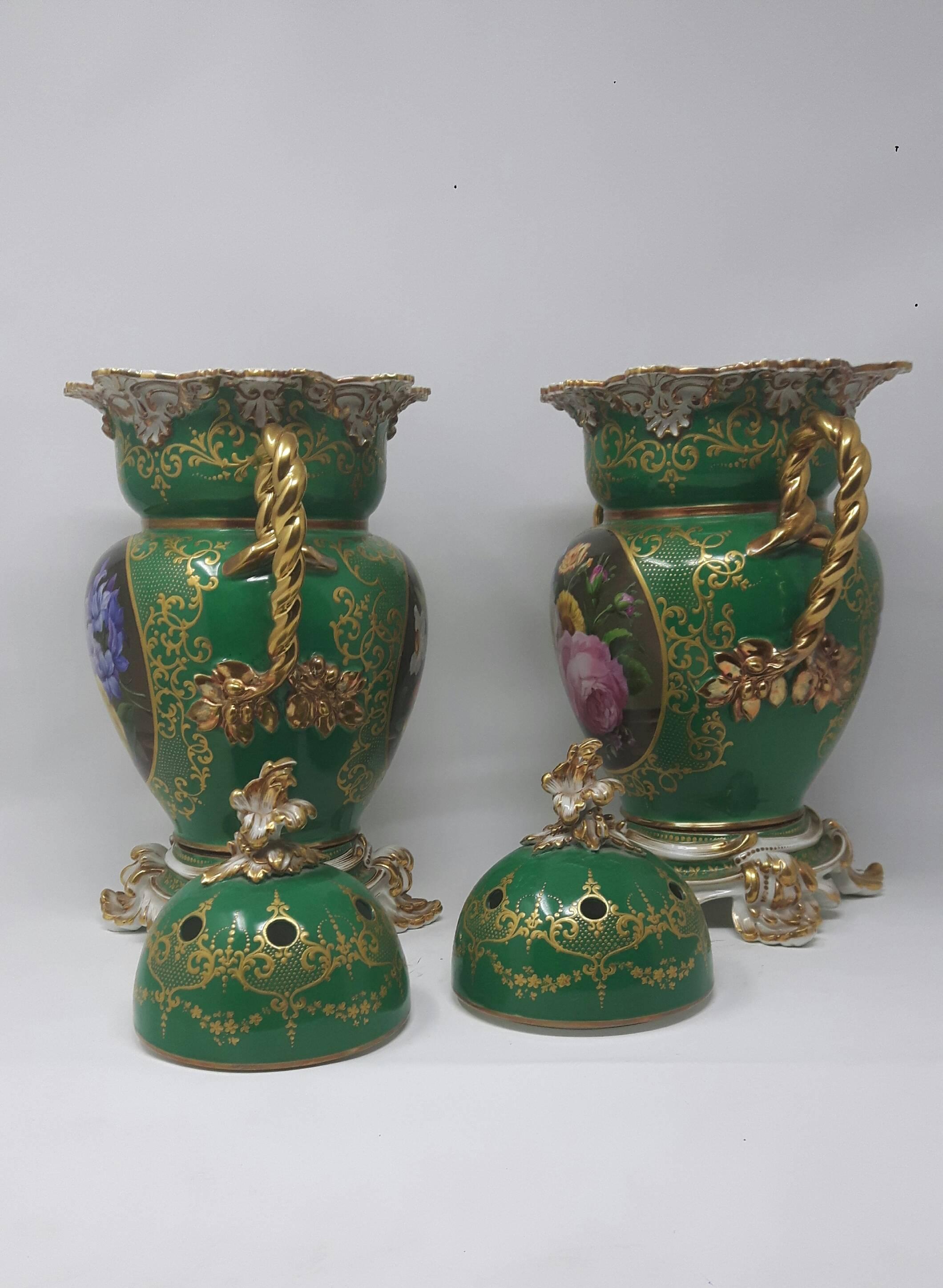 Victorian Pair of 19th Century Minton Vases For Sale
