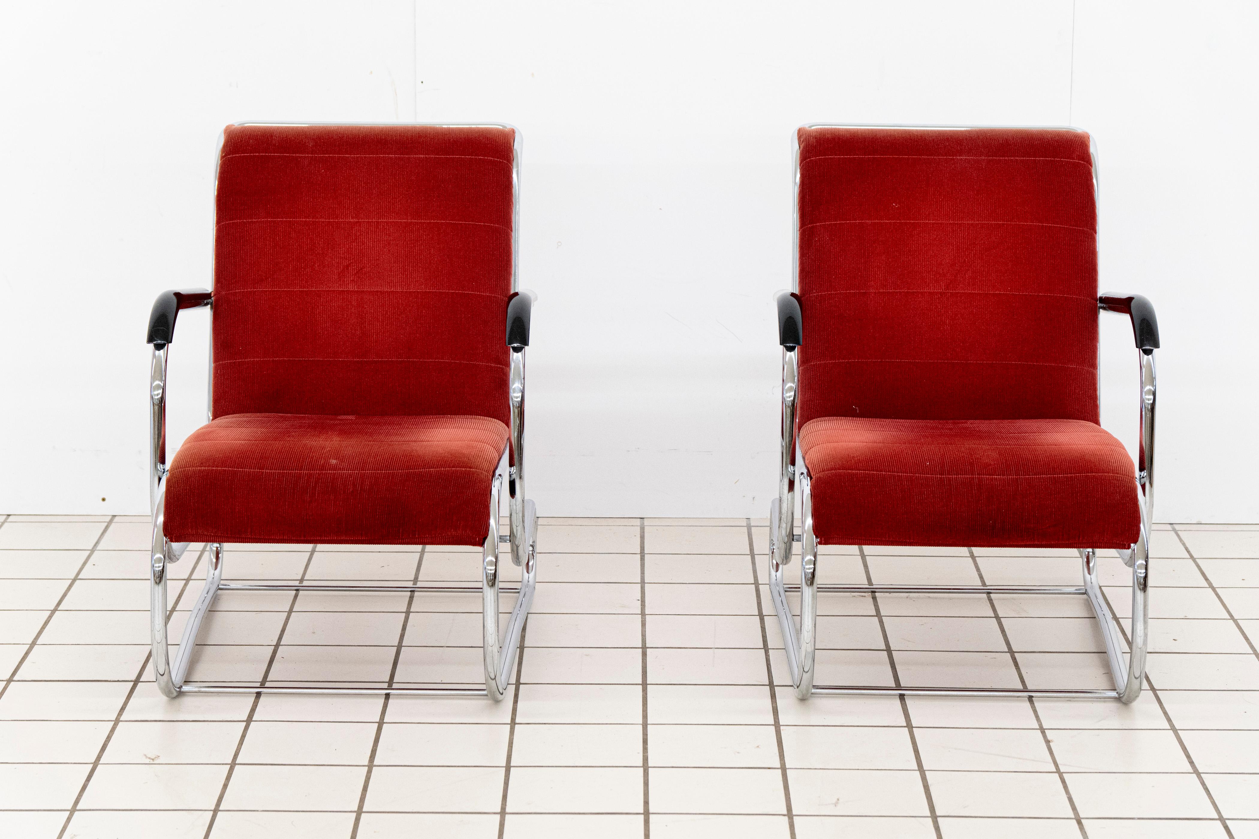 Mid-Century Modern Paire de fauteuils n° 55 de Paul Schuitema, Dutch Originals en vente
