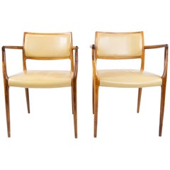 Pareja De 2 Sillones Modelo 65 De Palisandro Por Niels O. Møller De Los Años 1968
