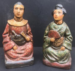 Pair of Nodding Figures, China Trade Papier Mache, Rare Chinese