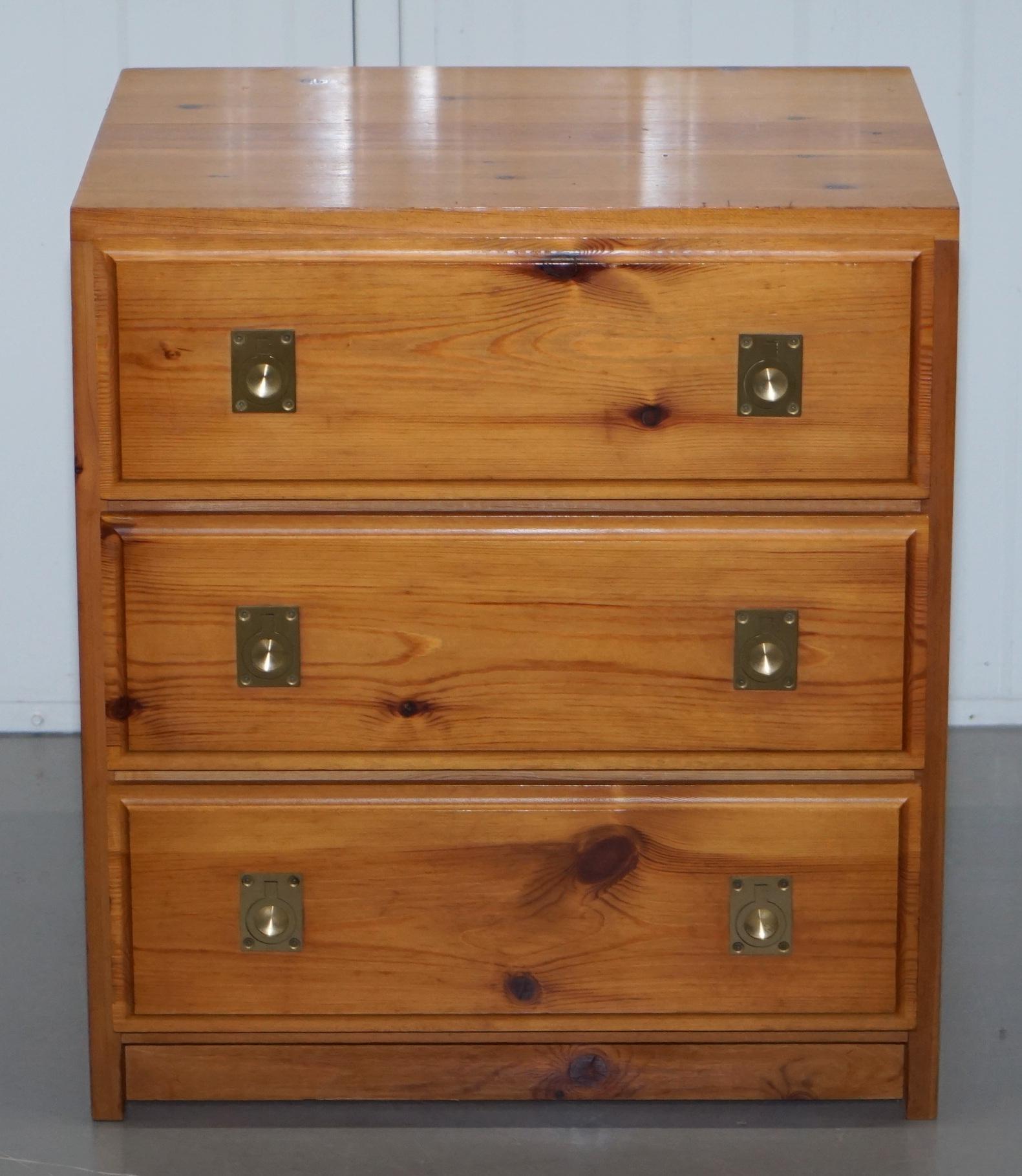 Pair of Nodus Solid Pine Military Campaign Bedside or Side Table Sized Drawers 10