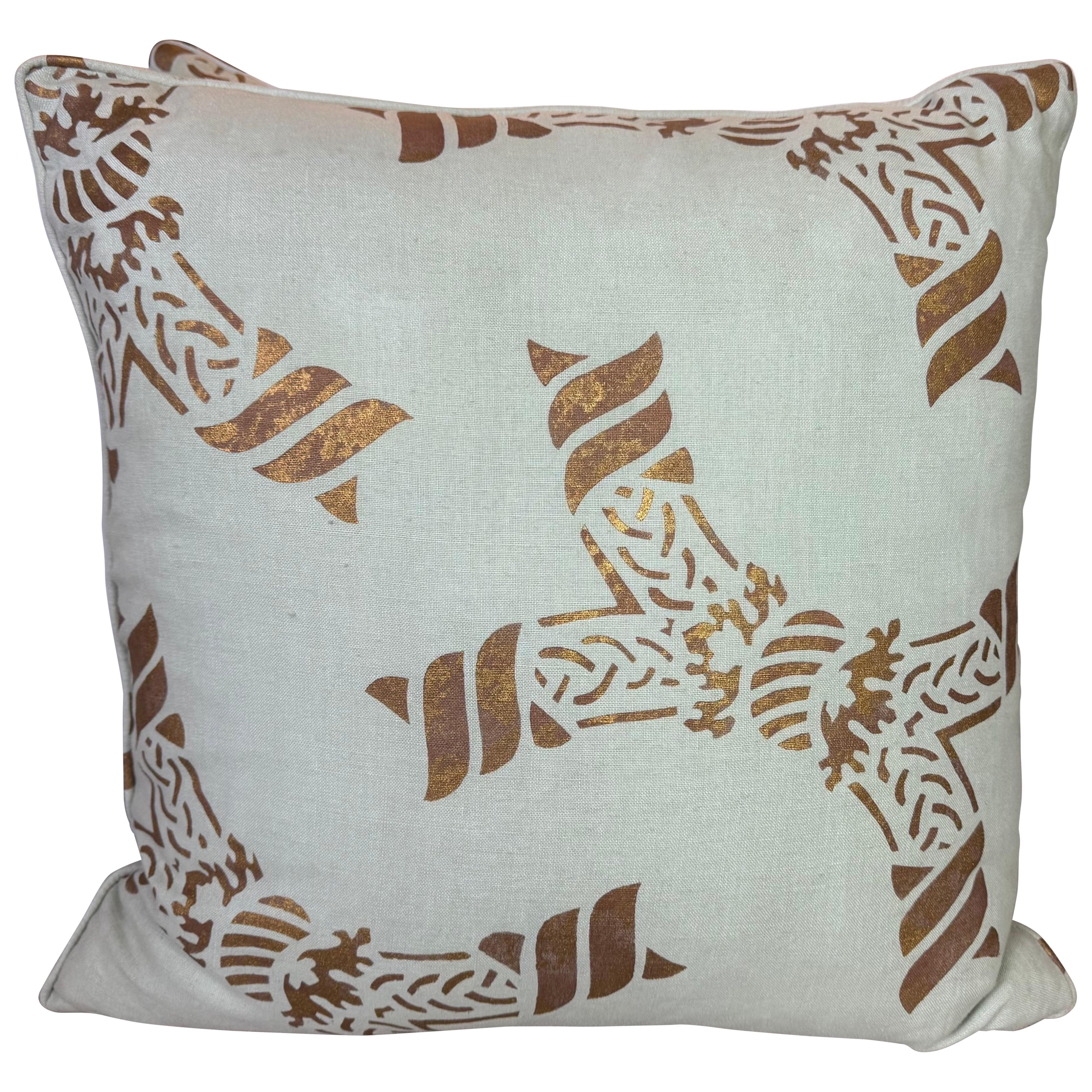 Pair of Nomi Linen Stenciled Pillows