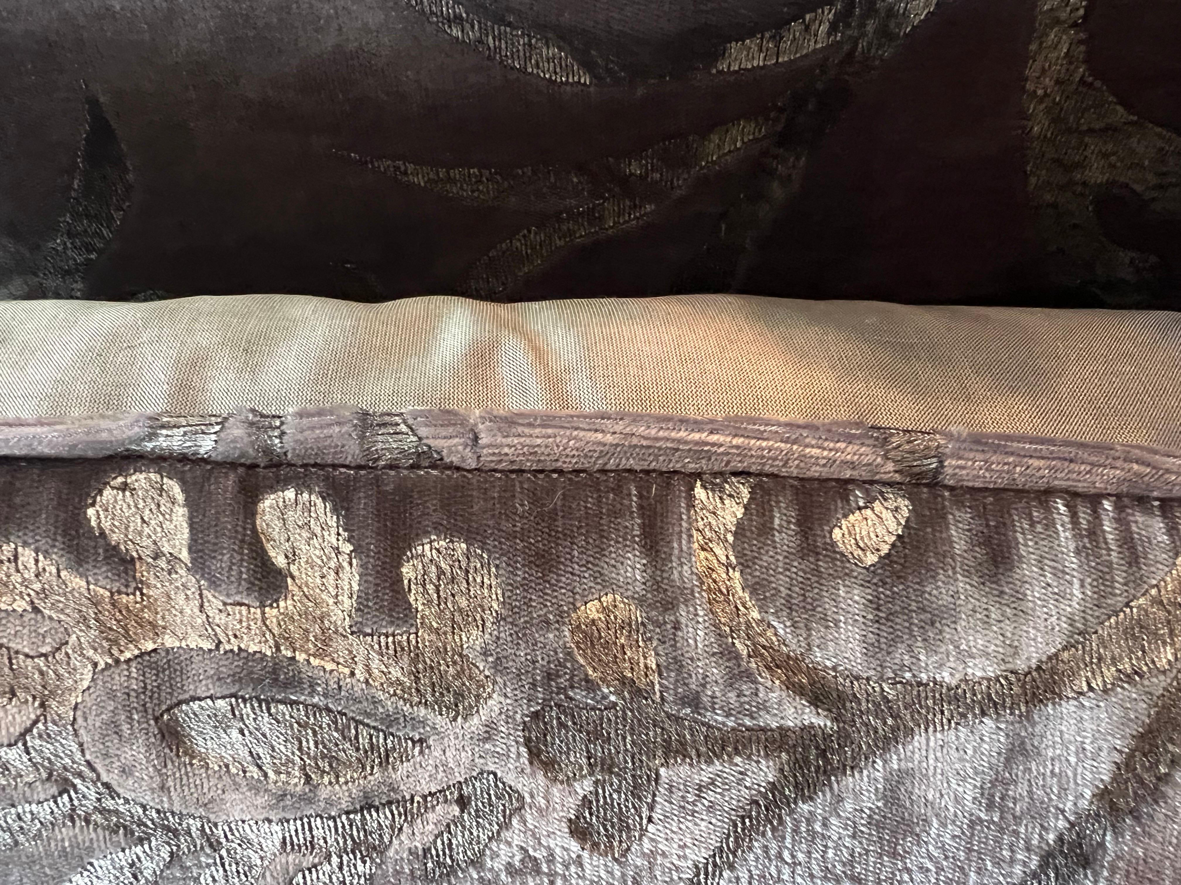 Other Pair of Nomi Silk Velvet Gray Pillows w/ Metallic Stenciling For Sale