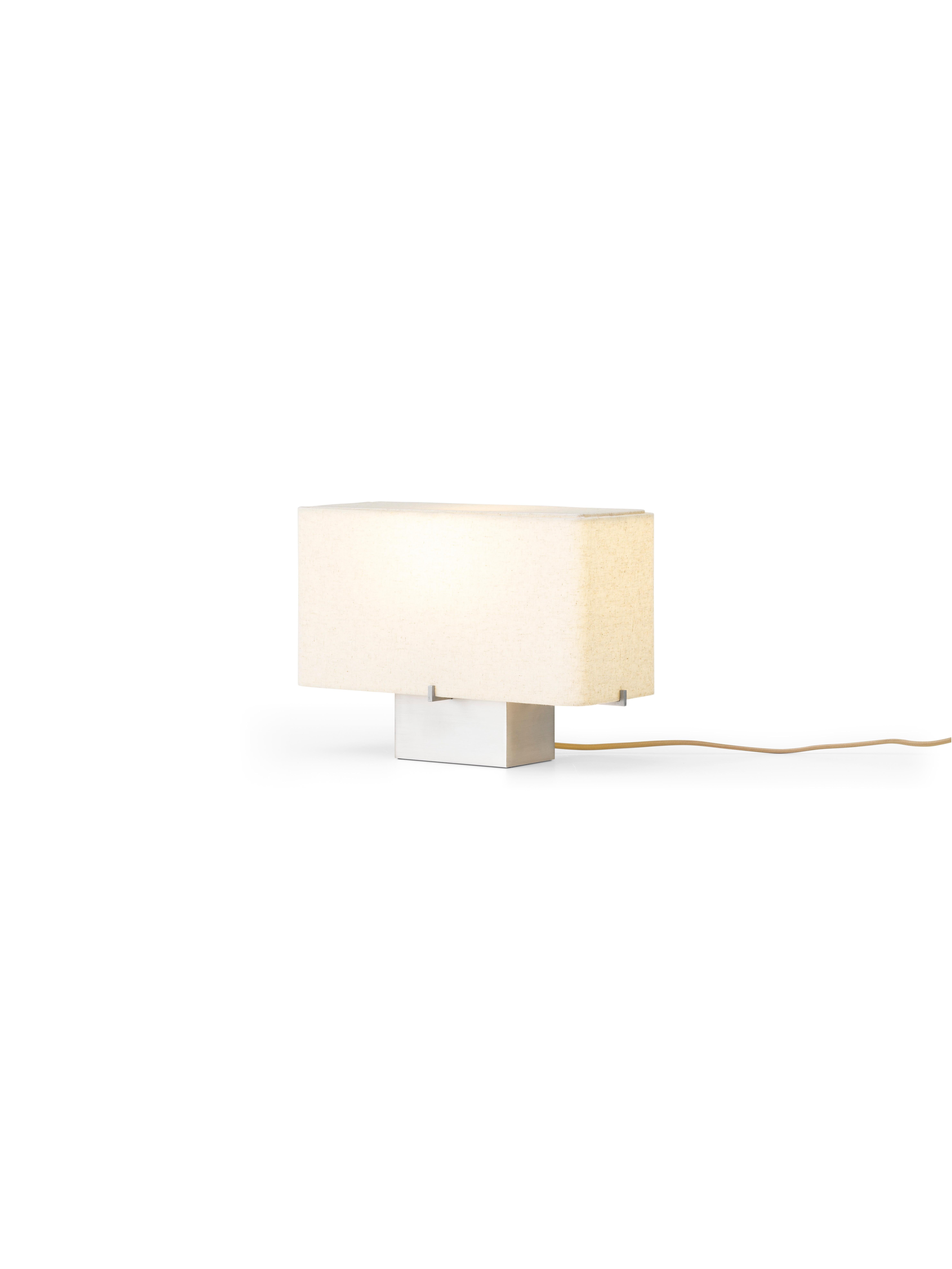 Chinese Pair of Nonna Table Lamp H24, Brushed Aluminum/Linen-Kroyer-Saetter-Lassen, Audo For Sale