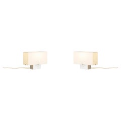 Pair of Nonna Table Lamp H24, Brushed Aluminum/Linen-Kroyer-Saetter-Lassen, Audo