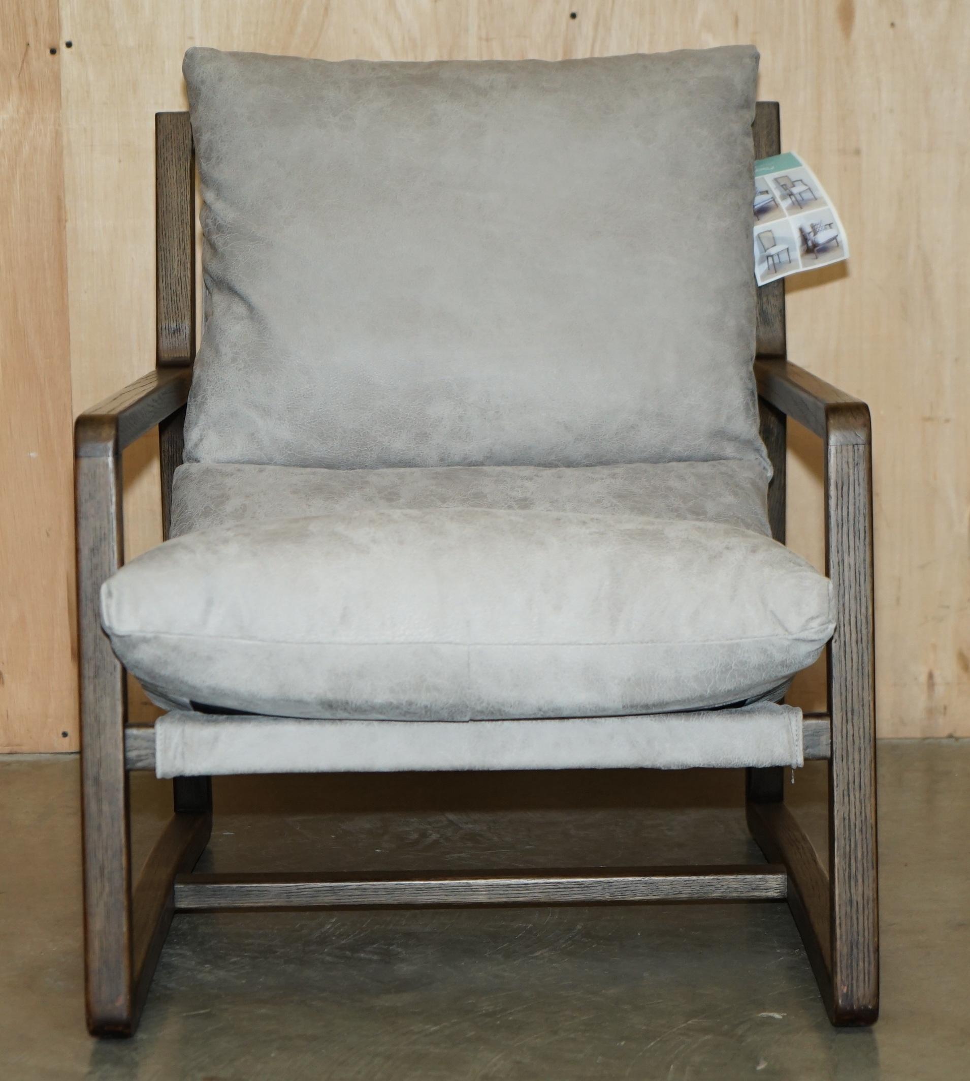 Pärchen nordische stil OSLO grau leder buche holz armschützer (Moderne der Mitte des Jahrhunderts) im Angebot