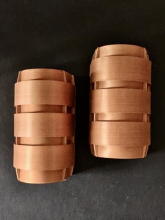 Pair of Nordic Wall Lights by Hans Agne Jakobsson, Model V155 in Pine and Copper