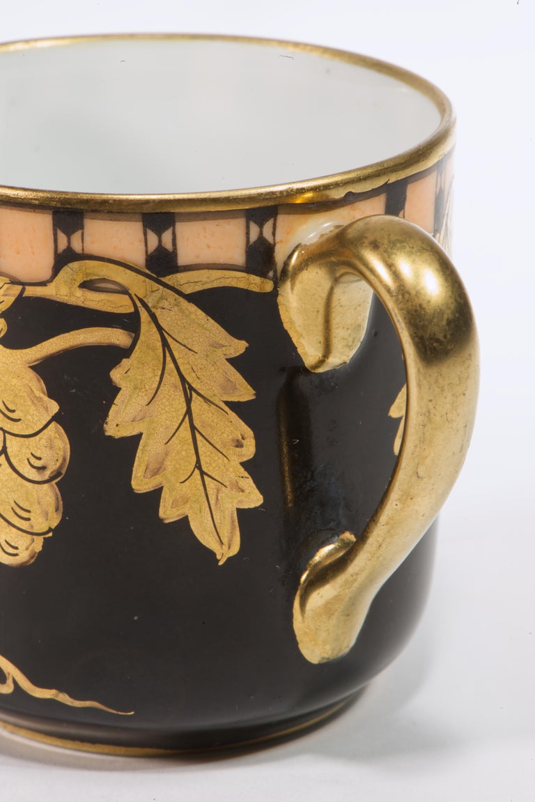 Pair of Noritake Art Deco Coffee Cups and Saucers 1920s, Black and Gold For  Sale at 1stDibs