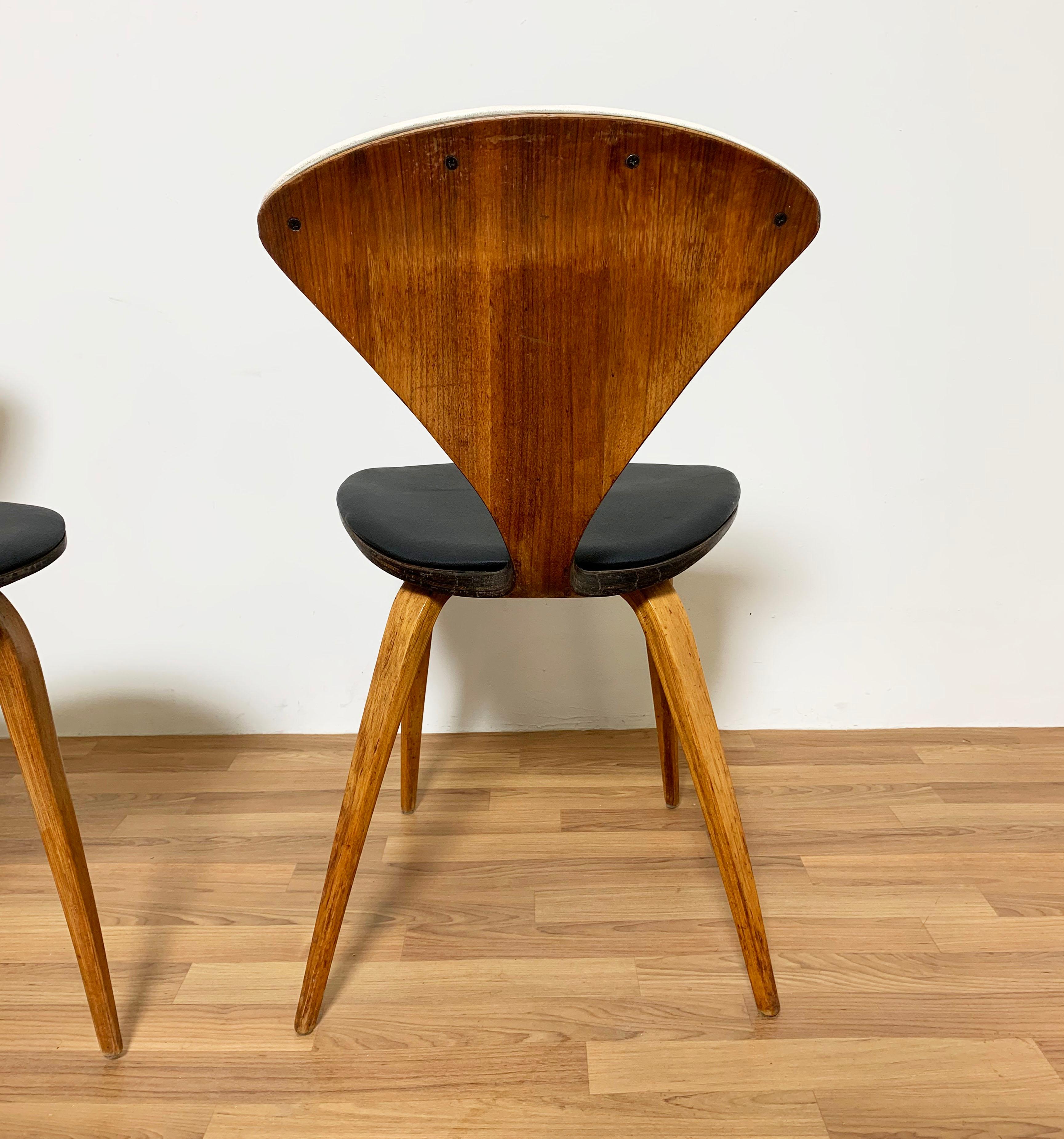 Upholstery Pair of Norman Cherner Dining Chairs for Plycraft, Circa 1960s