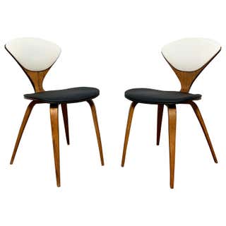 Mid-Century Leather and Walnut High Back Swivel Lounge Chair and