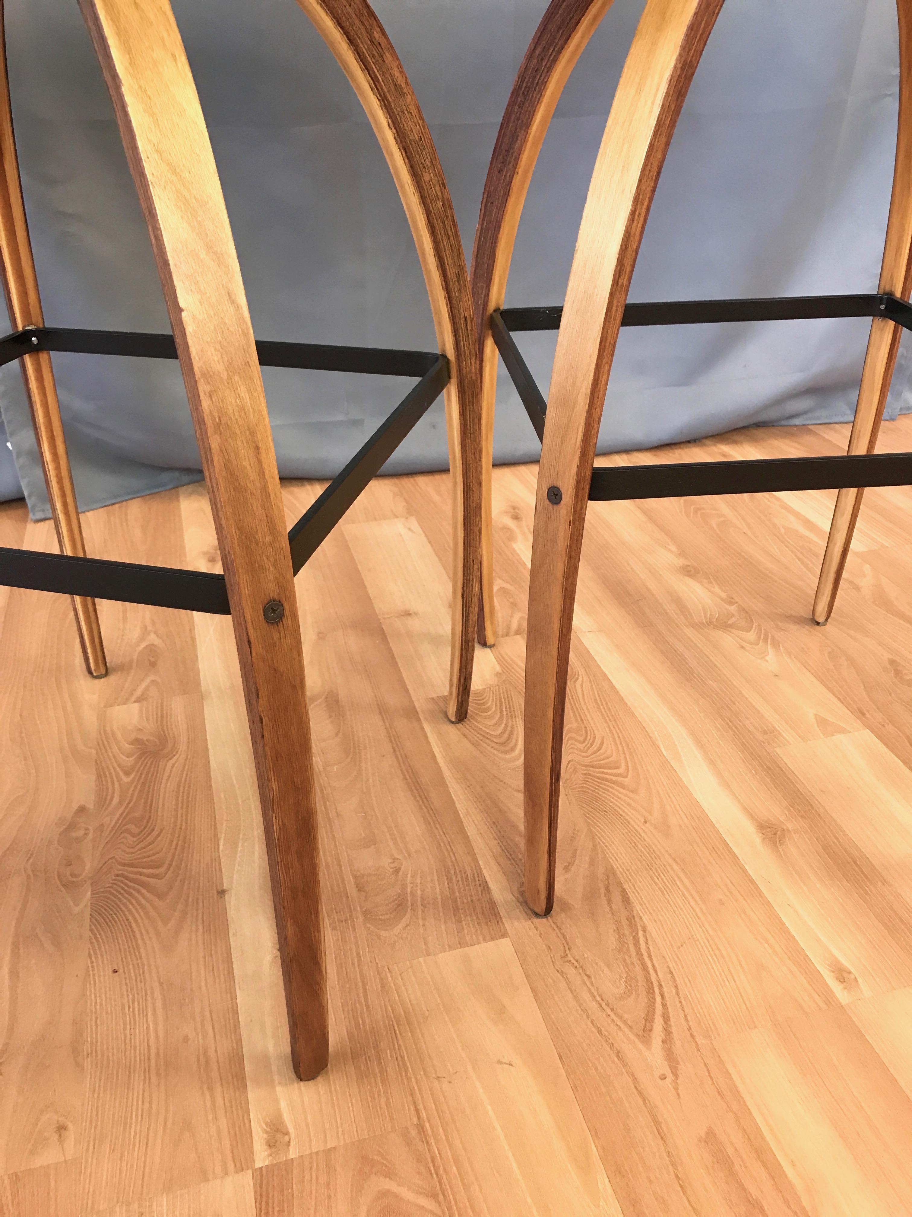 Pair of Norman Cherner for Plycraft Tall Walnut Swivel Barstools, 1960s 7