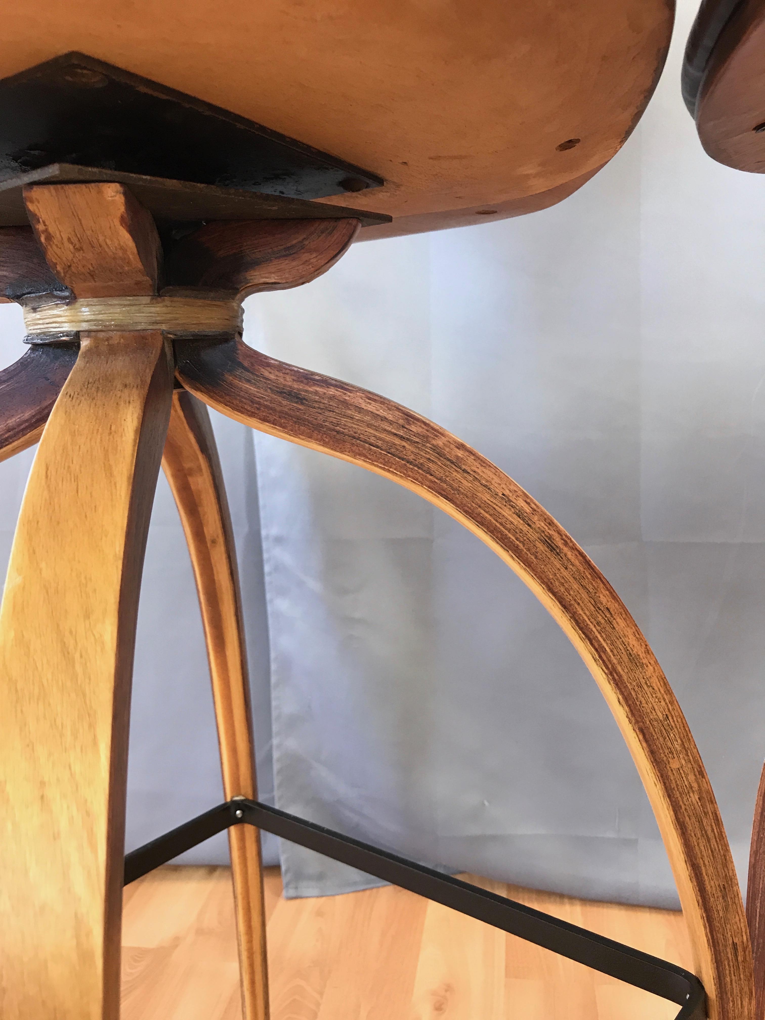 Pair of Norman Cherner for Plycraft Tall Walnut Swivel Barstools, 1960s 8
