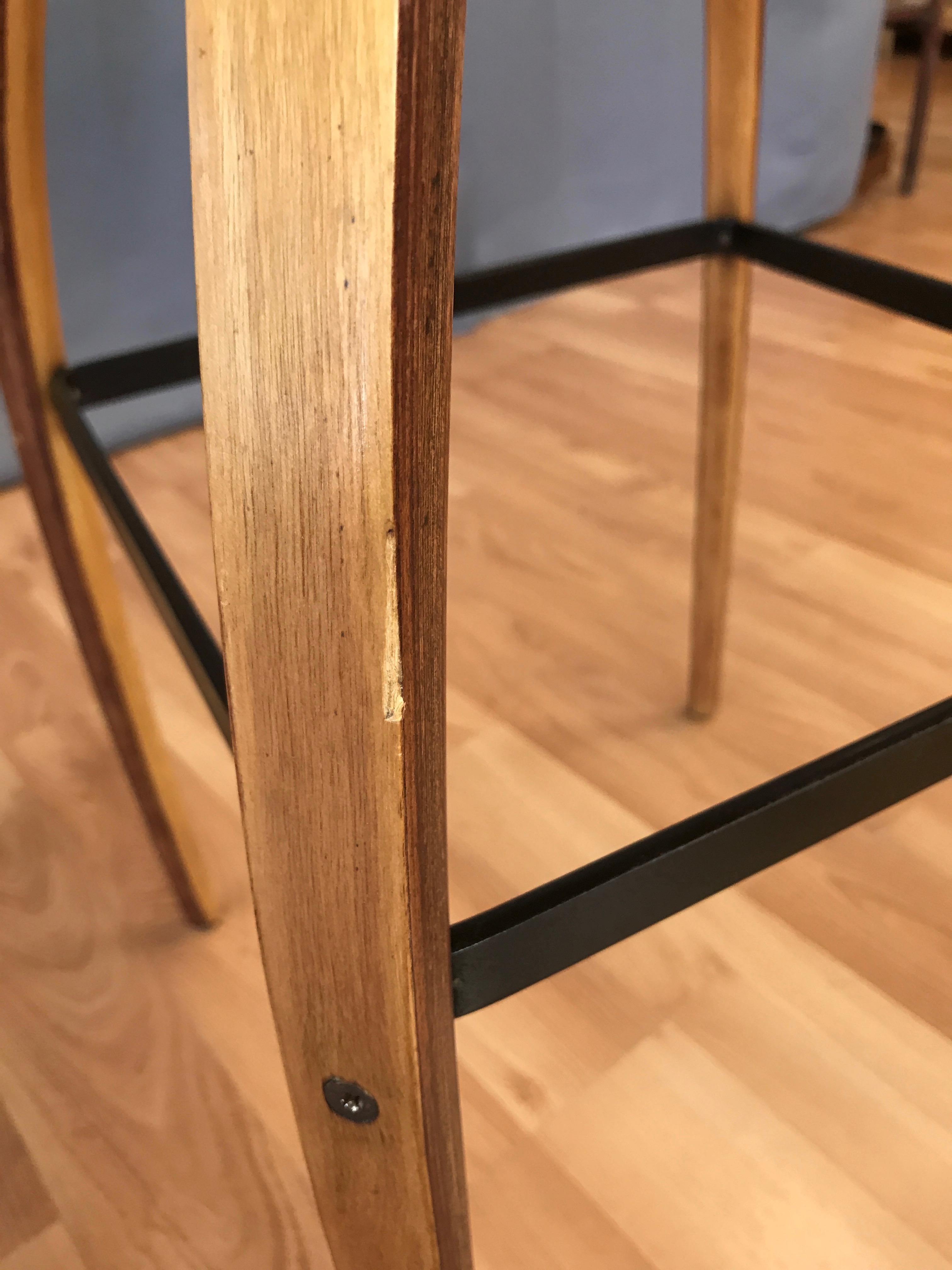 Pair of Norman Cherner for Plycraft Tall Walnut Swivel Barstools, 1960s 10