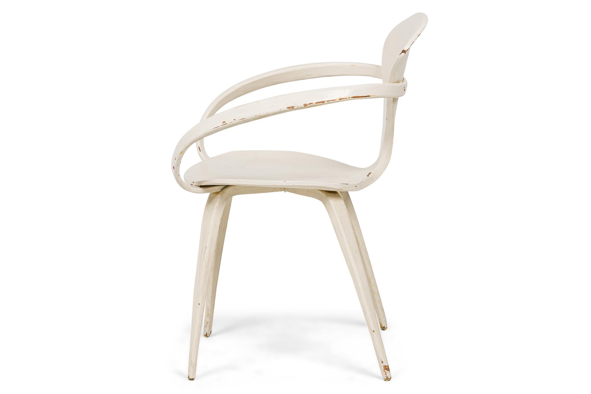 American Pair of Norman Cherner for Plycraft White Bentwood 'Pretzel' Dining Chairs For Sale