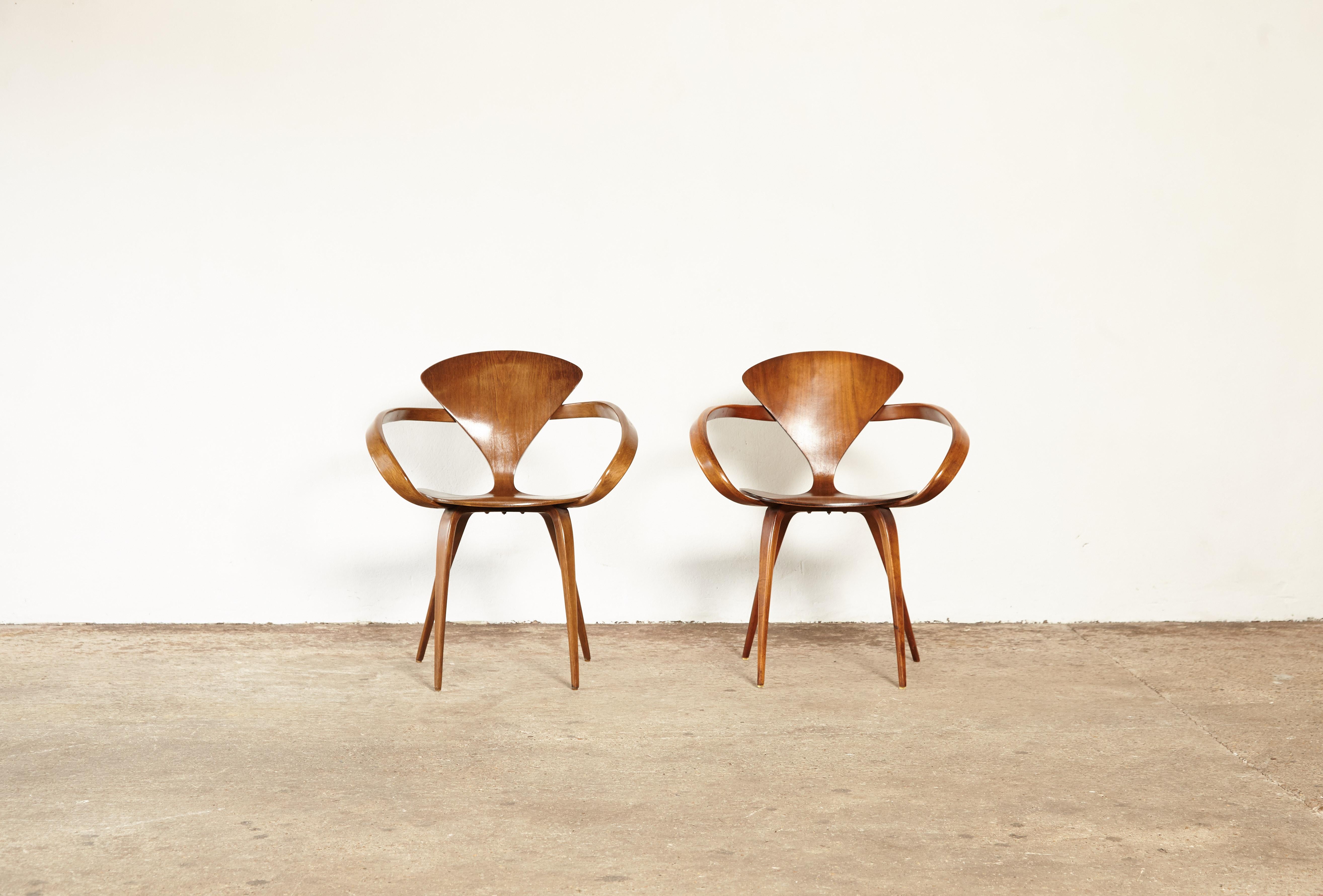 American Pair of Norman Cherner Pretzel Dining Chairs, Made by Plycraft, USA, 1960s