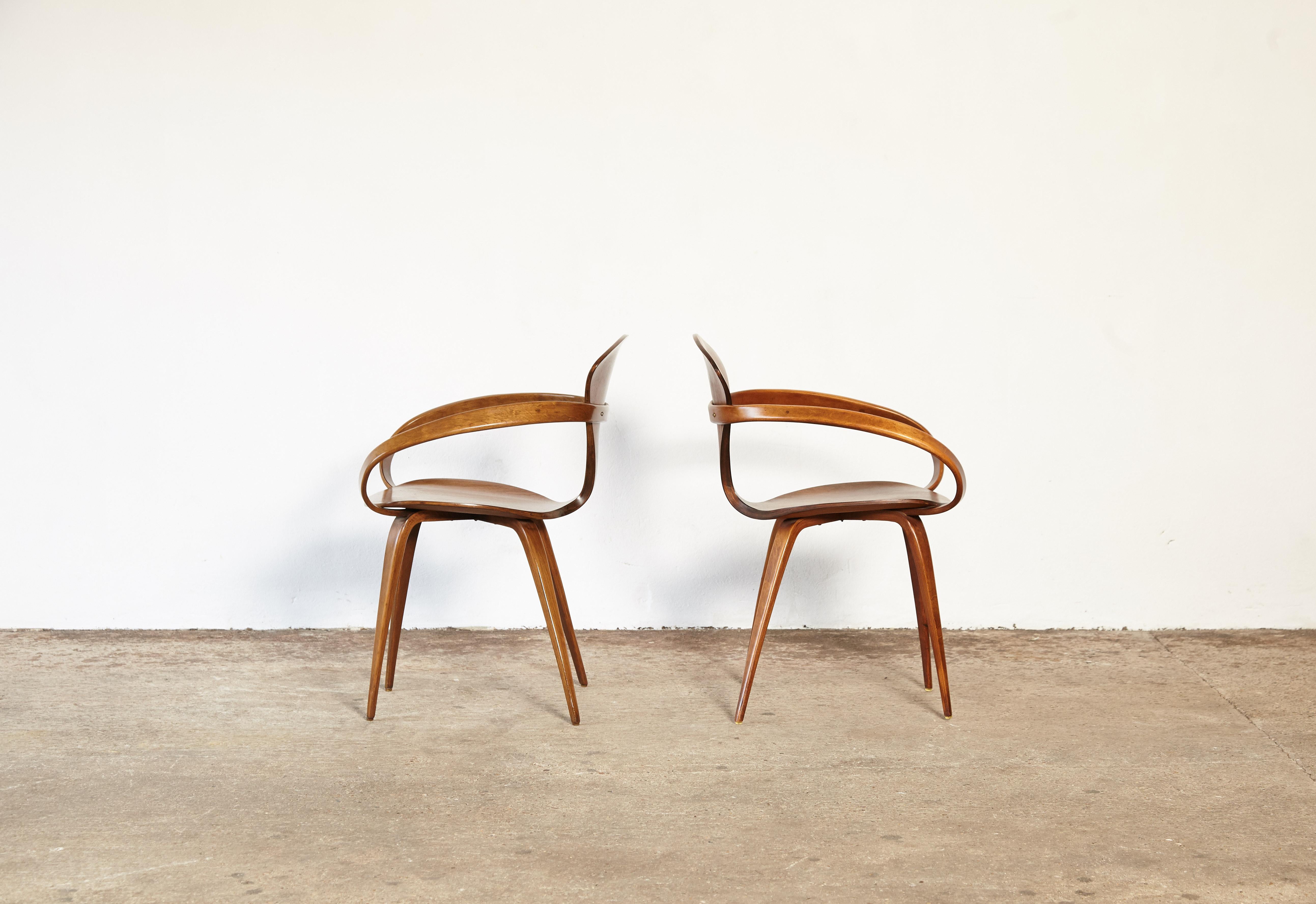 20th Century Pair of Norman Cherner Pretzel Dining Chairs, Made by Plycraft, USA, 1960s
