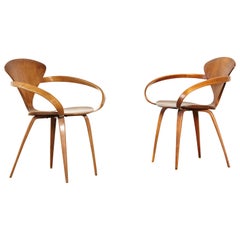 Pair of Norman Cherner Pretzel Dining Chairs, Made by Plycraft, USA, 1960s