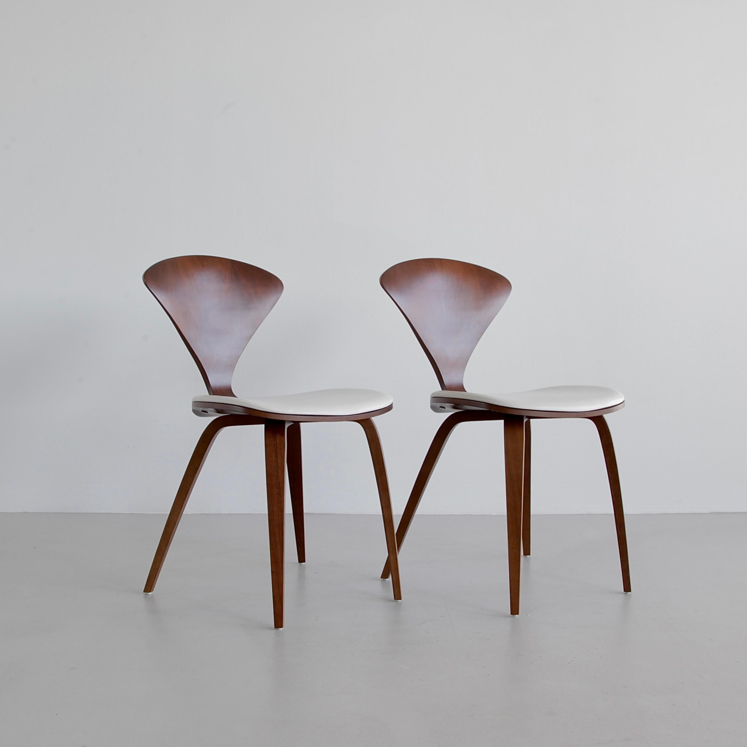 Laminated Pair of Norman Cherner Side Chairs For Sale