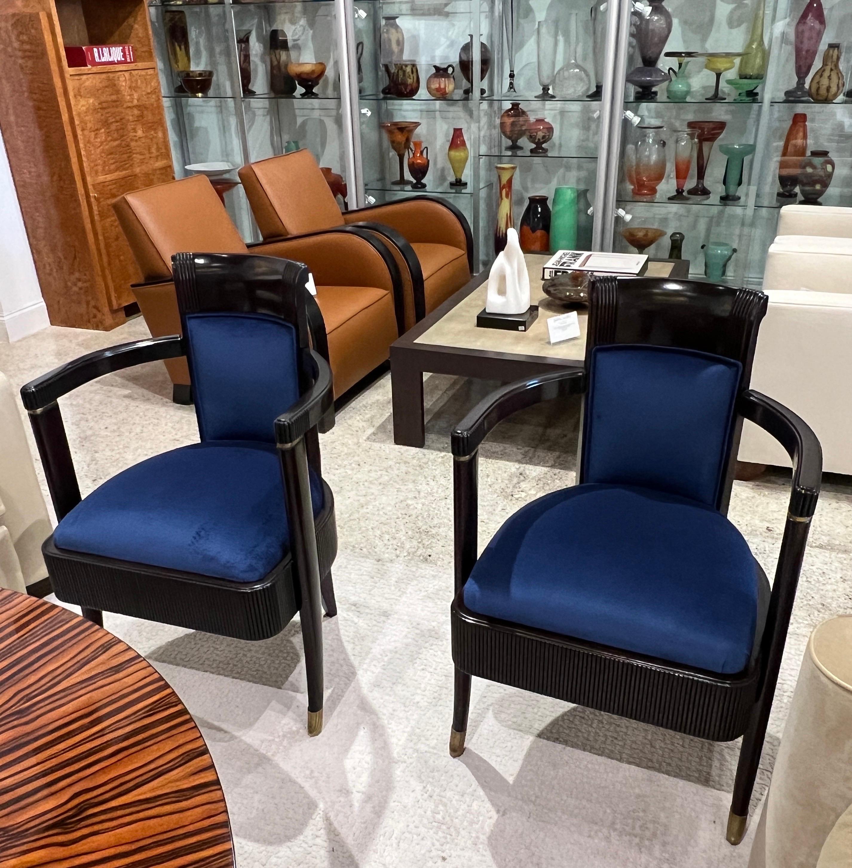 Normandie Art Deco Arm Chairs by Pierre Patout For Sale 8
