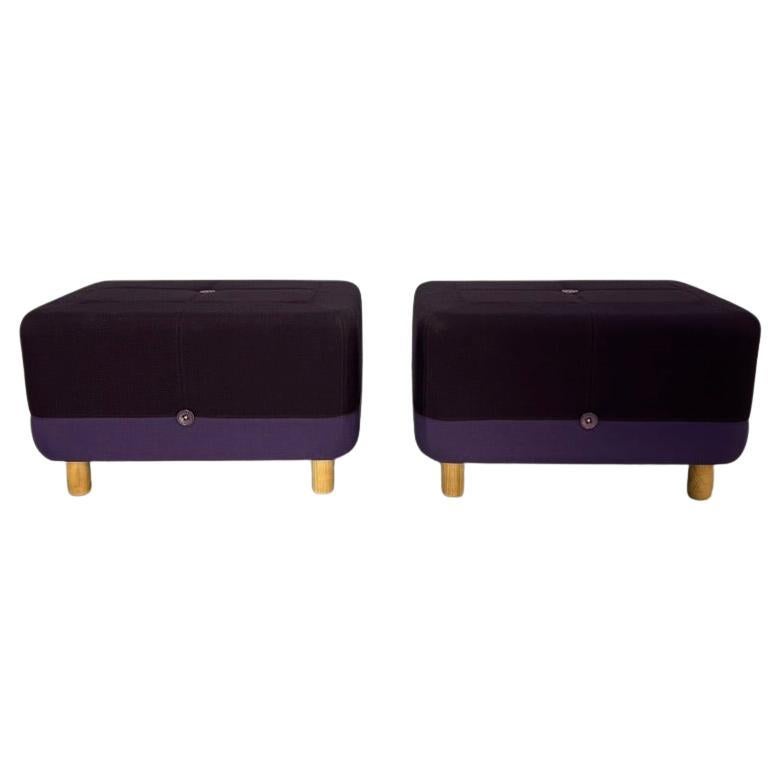 Pair of Normann Copenhagen “Sumo” Ottoman Footstool Pouf – In Purple Wool For Sale