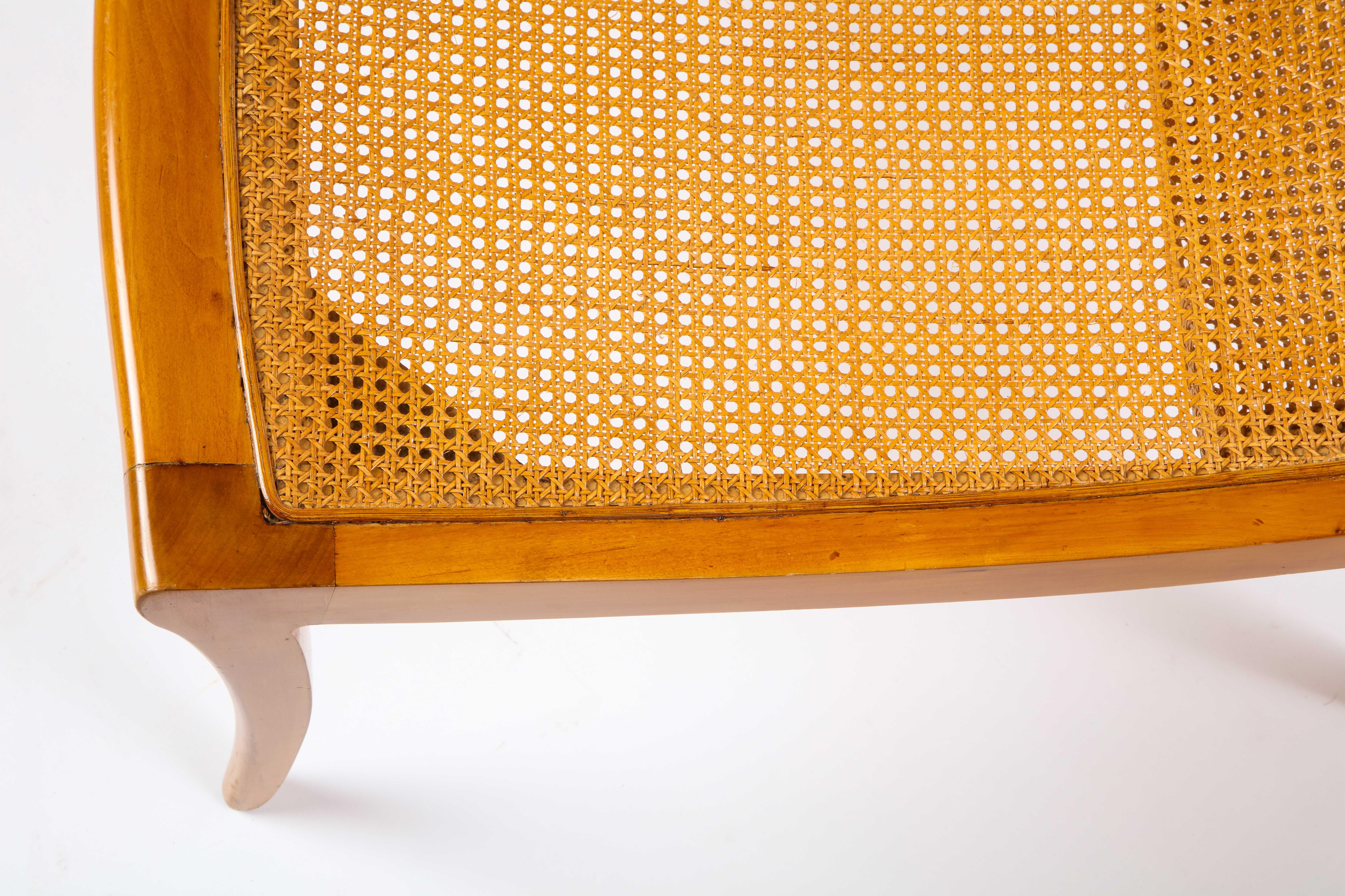 Pair of North European Caned Birch Chaises, Mid-20th Century For Sale 7