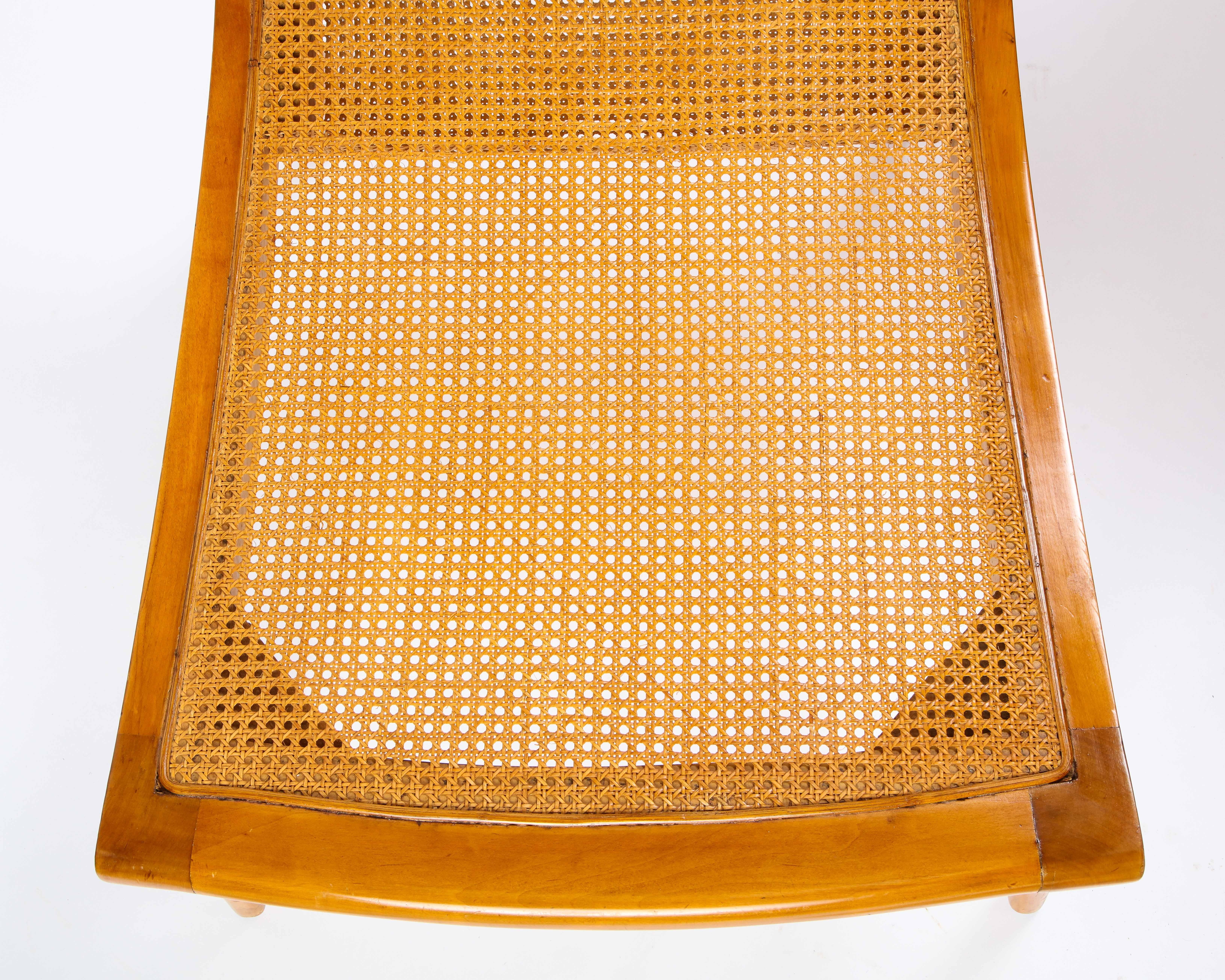 Pair of North European Caned Birch Chaises, Mid-20th Century For Sale 8