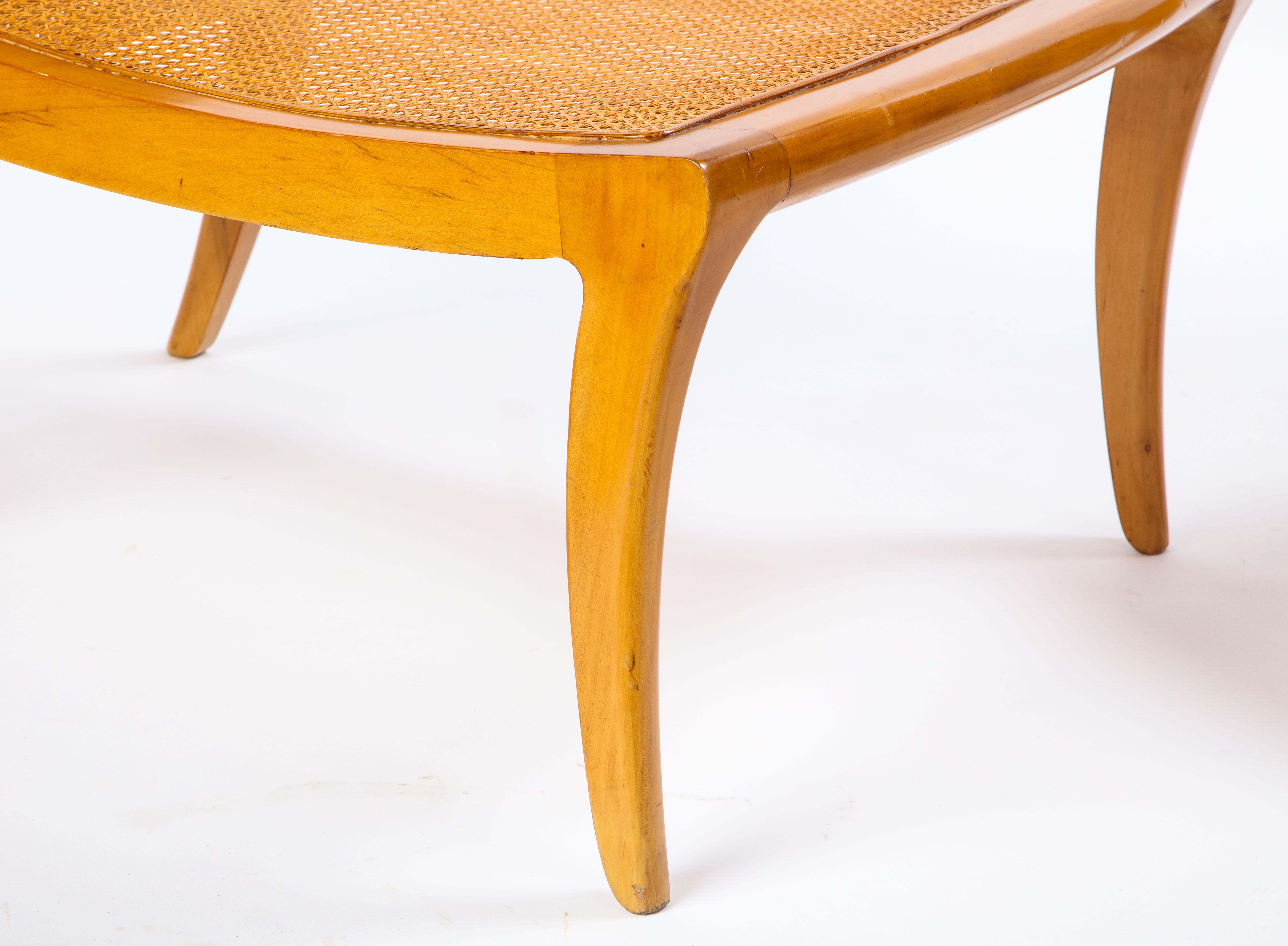 Pair of North European Caned Birch Chaises, Mid-20th Century For Sale 1