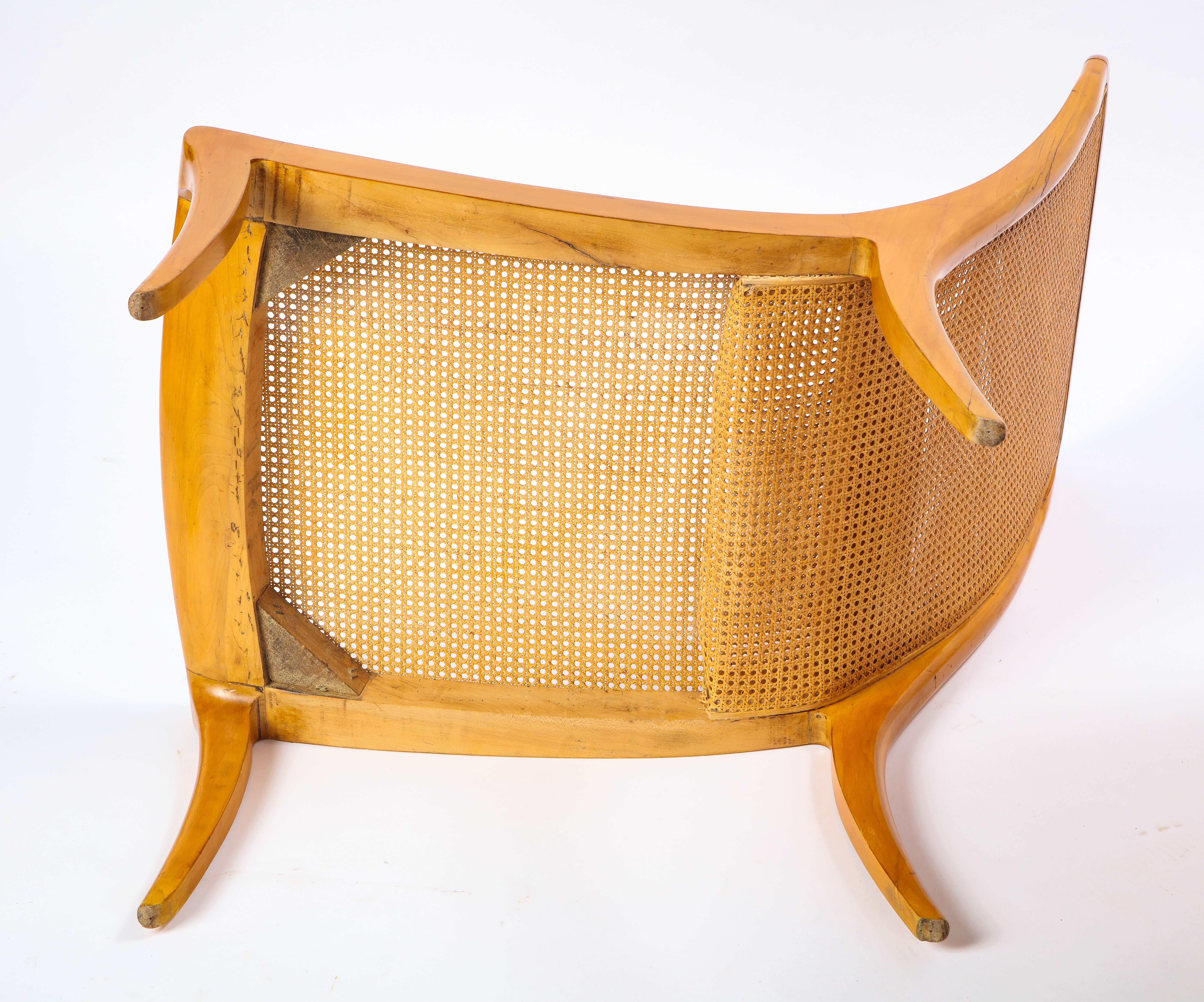 Pair of North European Caned Birch Chaises, Mid-20th Century For Sale 5