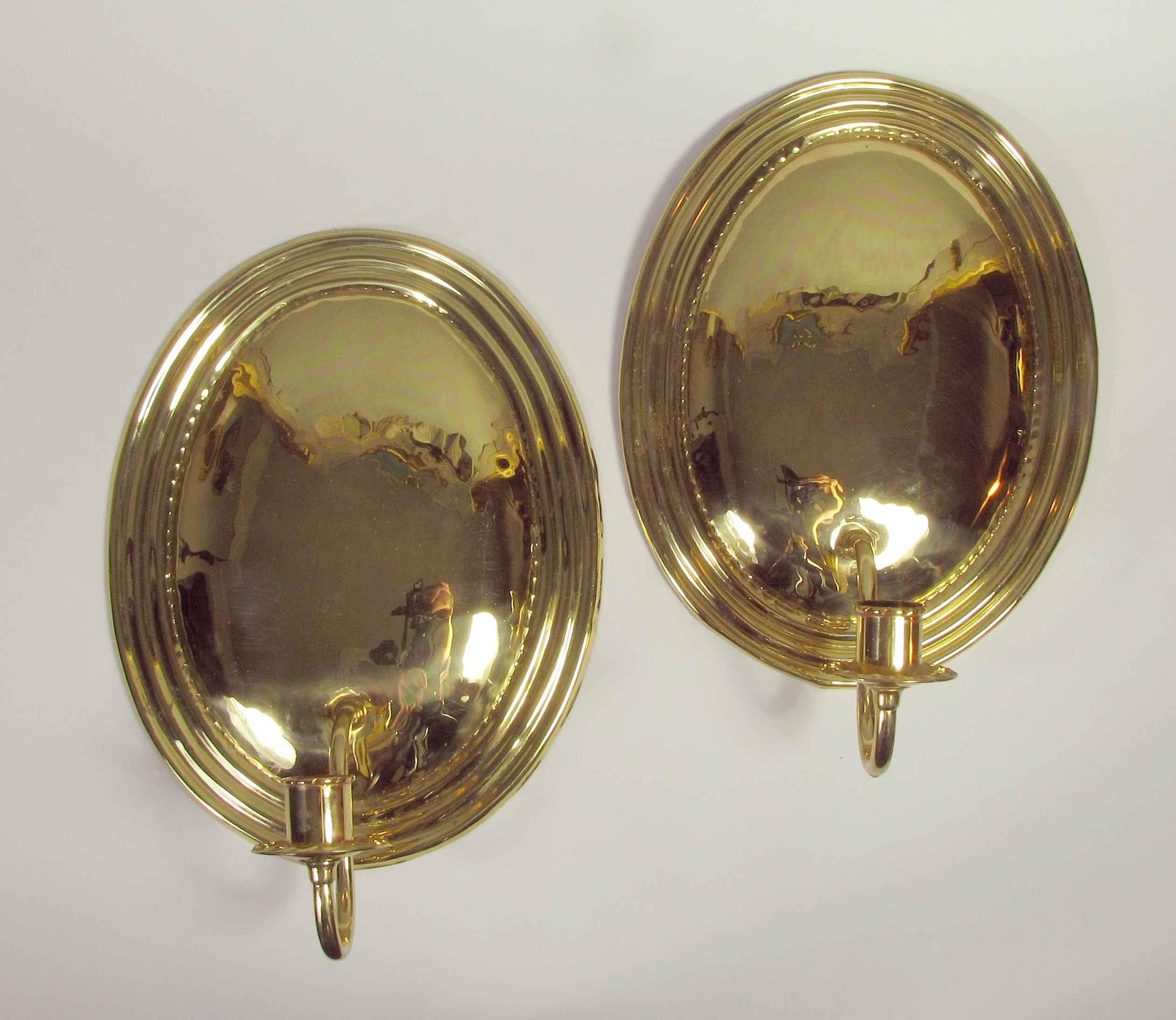 20th Century Pair of North German Repoussé Brass Wall Sconces