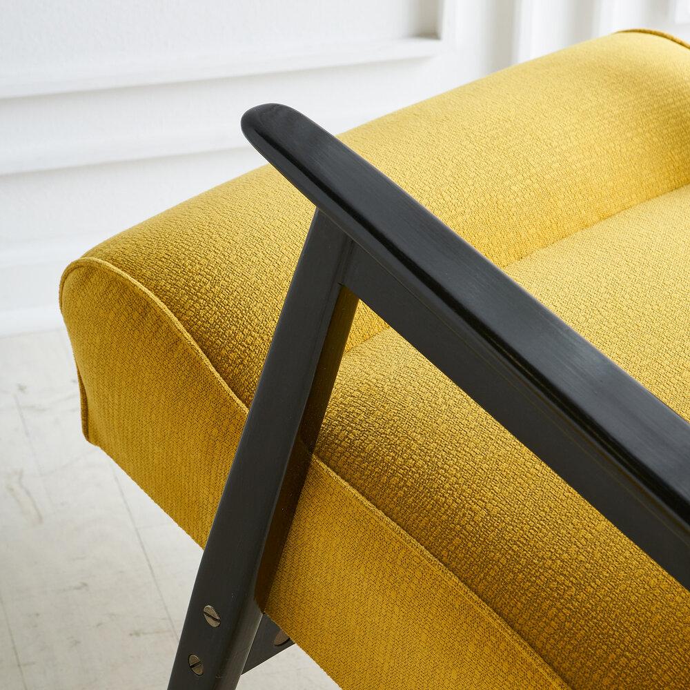 Upholstery Pair of Northern European Black and Yellow Lounge Chairs