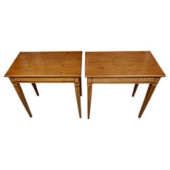 Antique Pair of Northern European Neoclassical Parcel Gilt Side Tables with Drawers