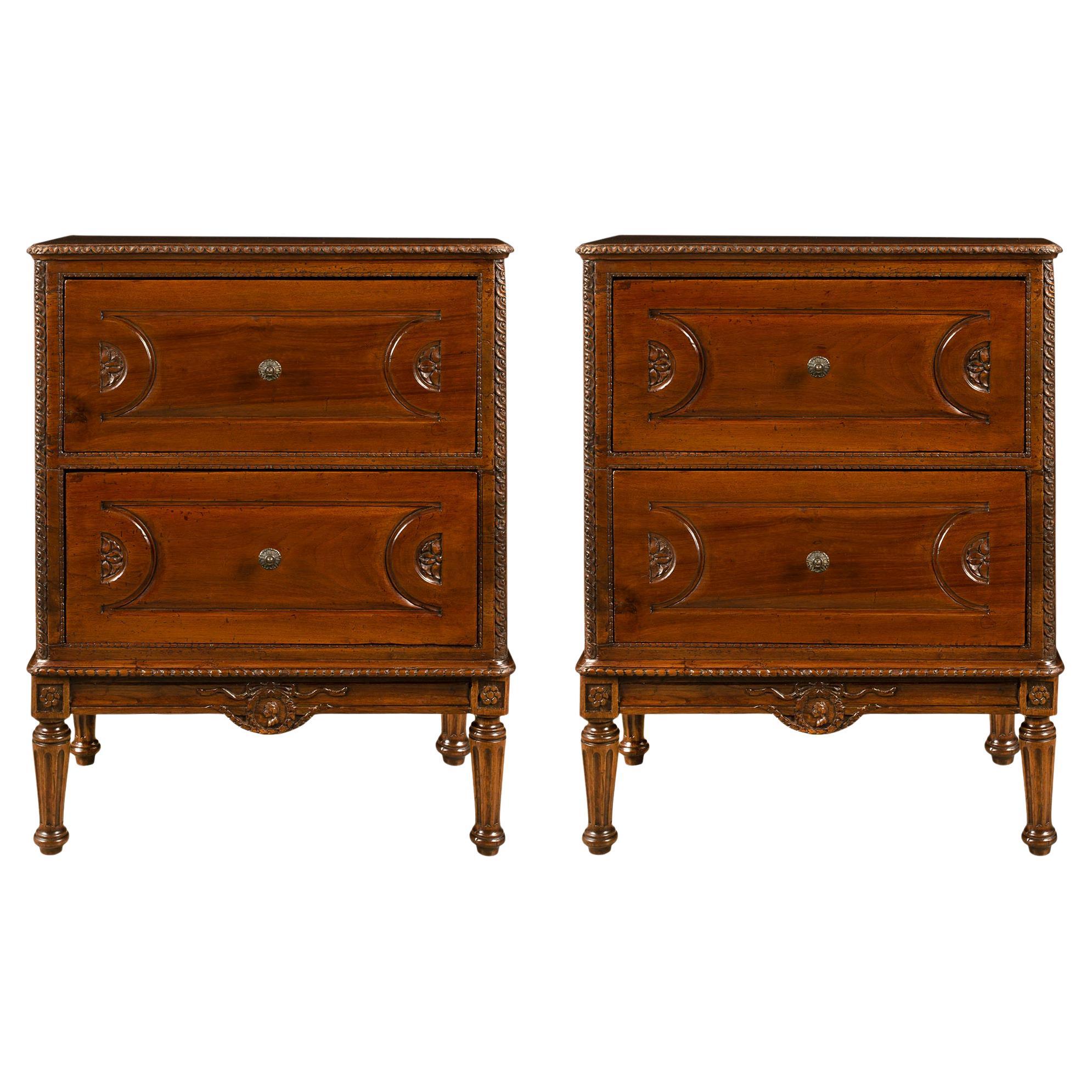 Pair of Northern Italian Mid-18th Century Walnut Chests