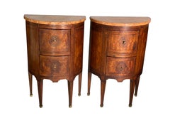 Pair of Northern Italian Walnut Demilune Commodinis