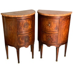 Pair of Northern Italian Walnut Demilune Commodinis