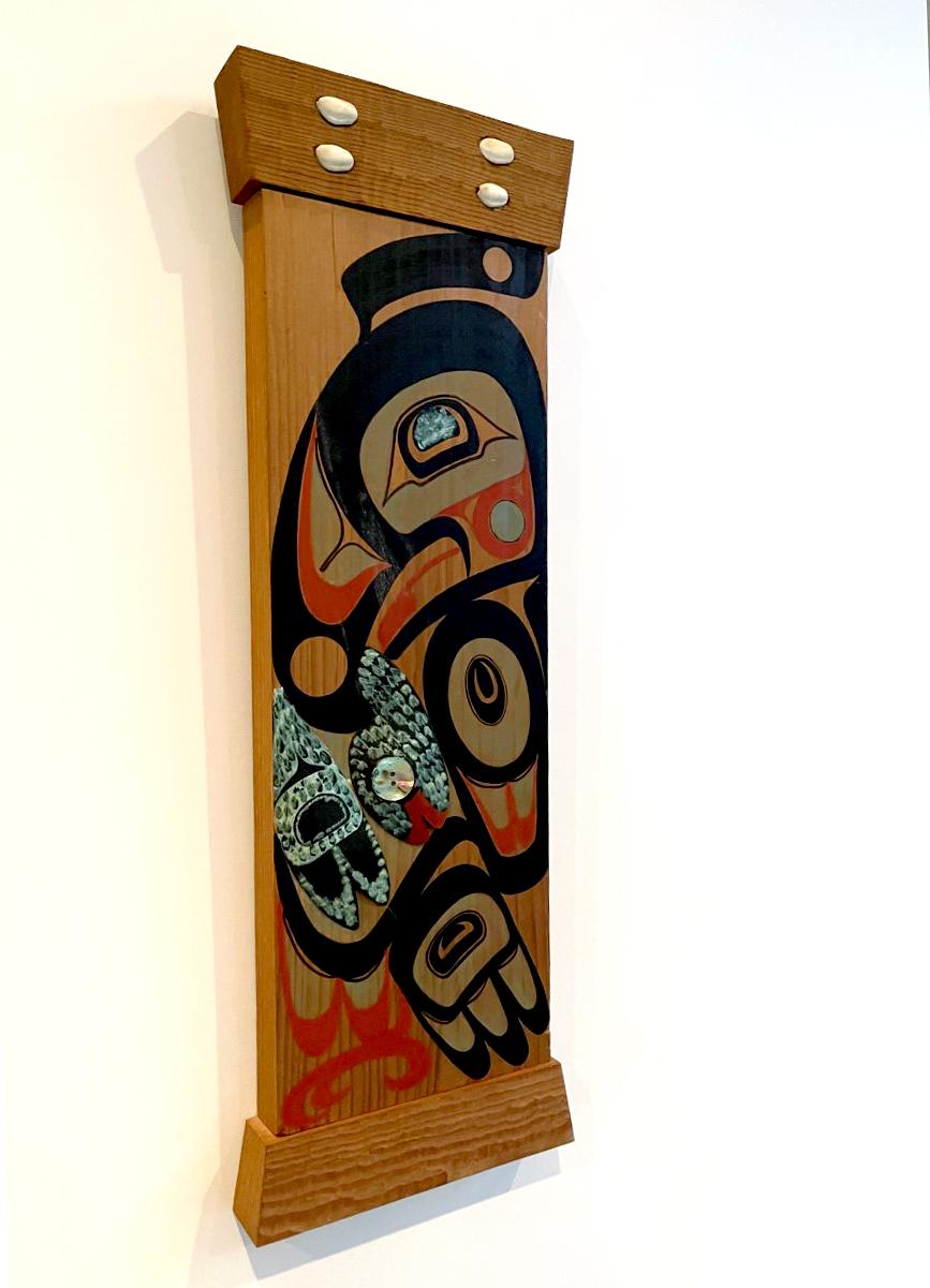 Native American Pair of Northwest Coast Native Carved and Painted Cedar Panels