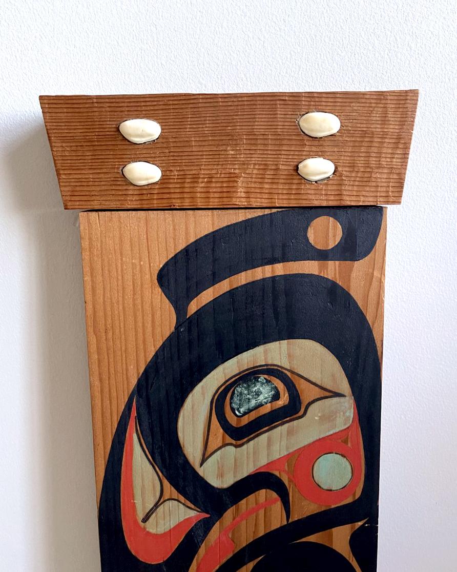 Wood Pair of Northwest Coast Native Carved and Painted Cedar Panels