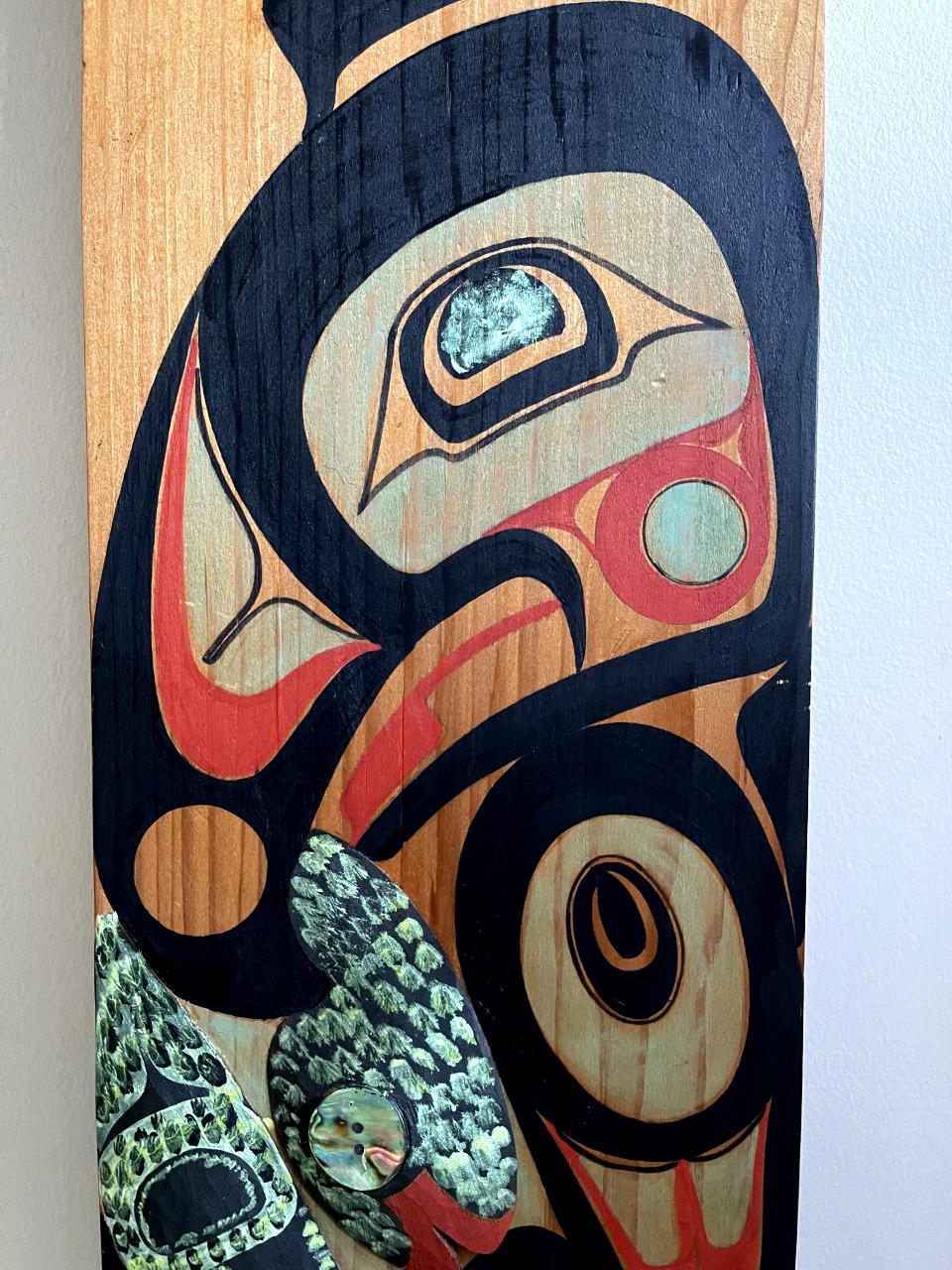 Pair of Northwest Coast Native Carved and Painted Cedar Panels 1