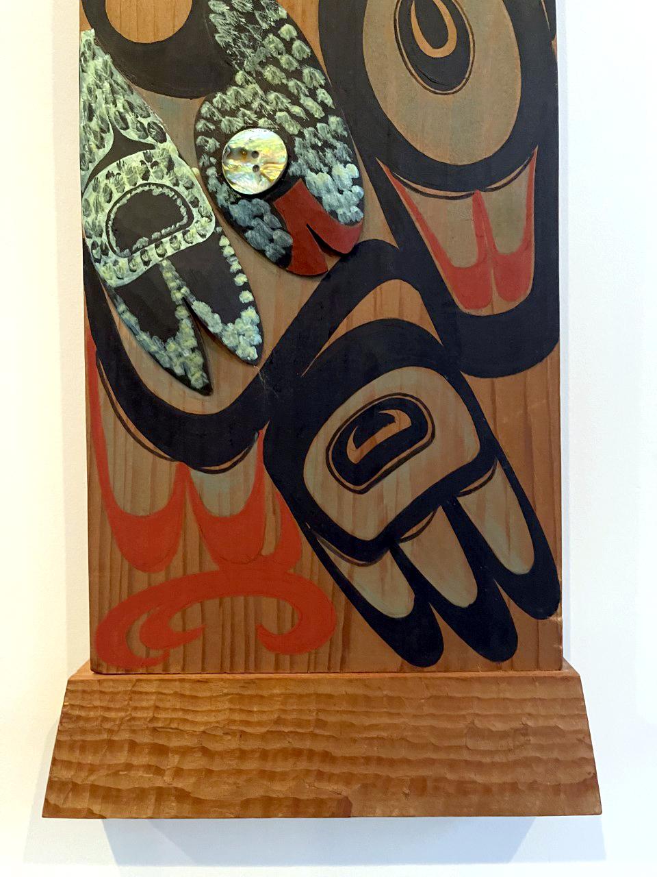 Pair of Northwest Coast Native Carved and Painted Cedar Panels 2