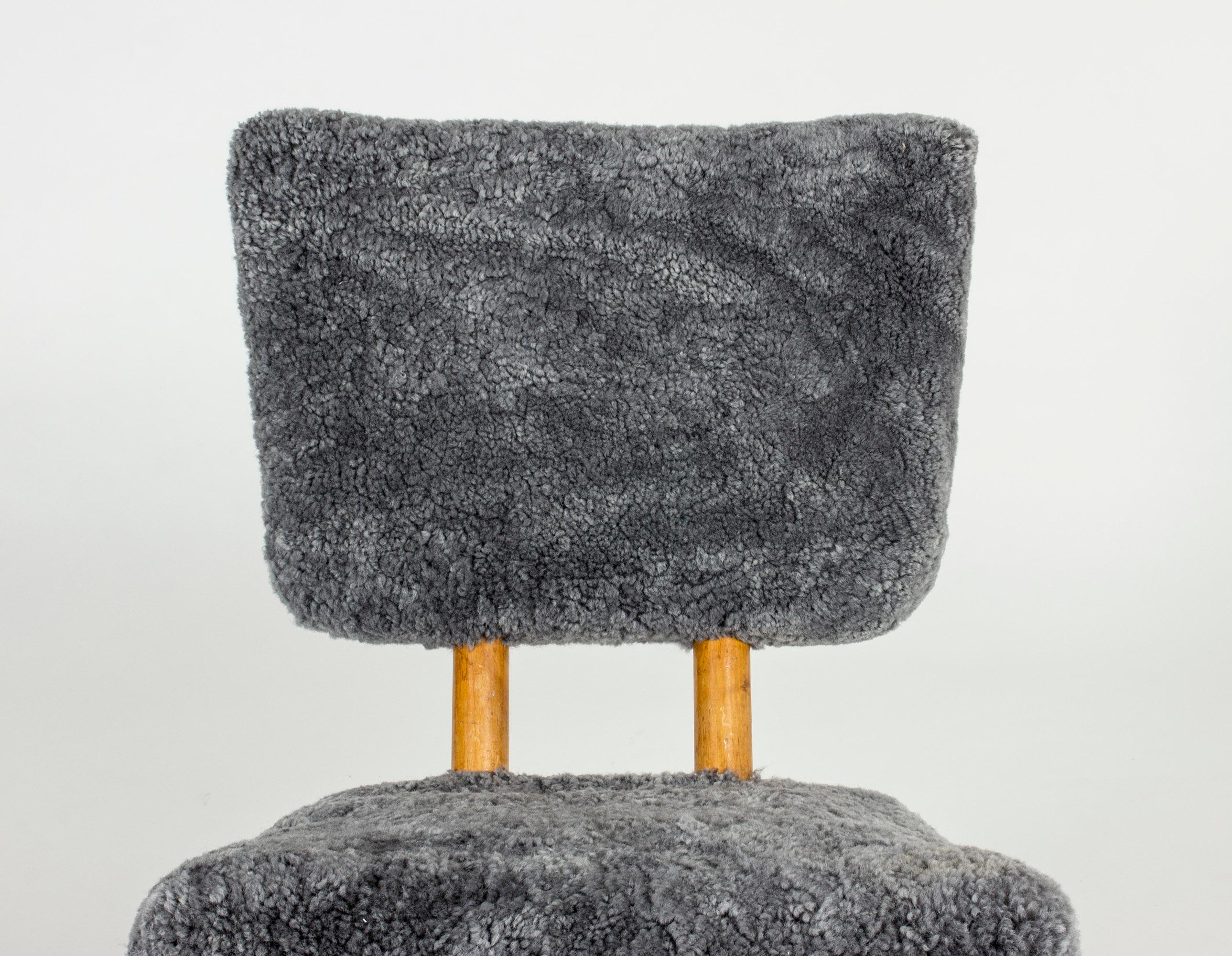Mid-20th Century Pair of Norwegian 1940s Sheepskin Chairs For Sale