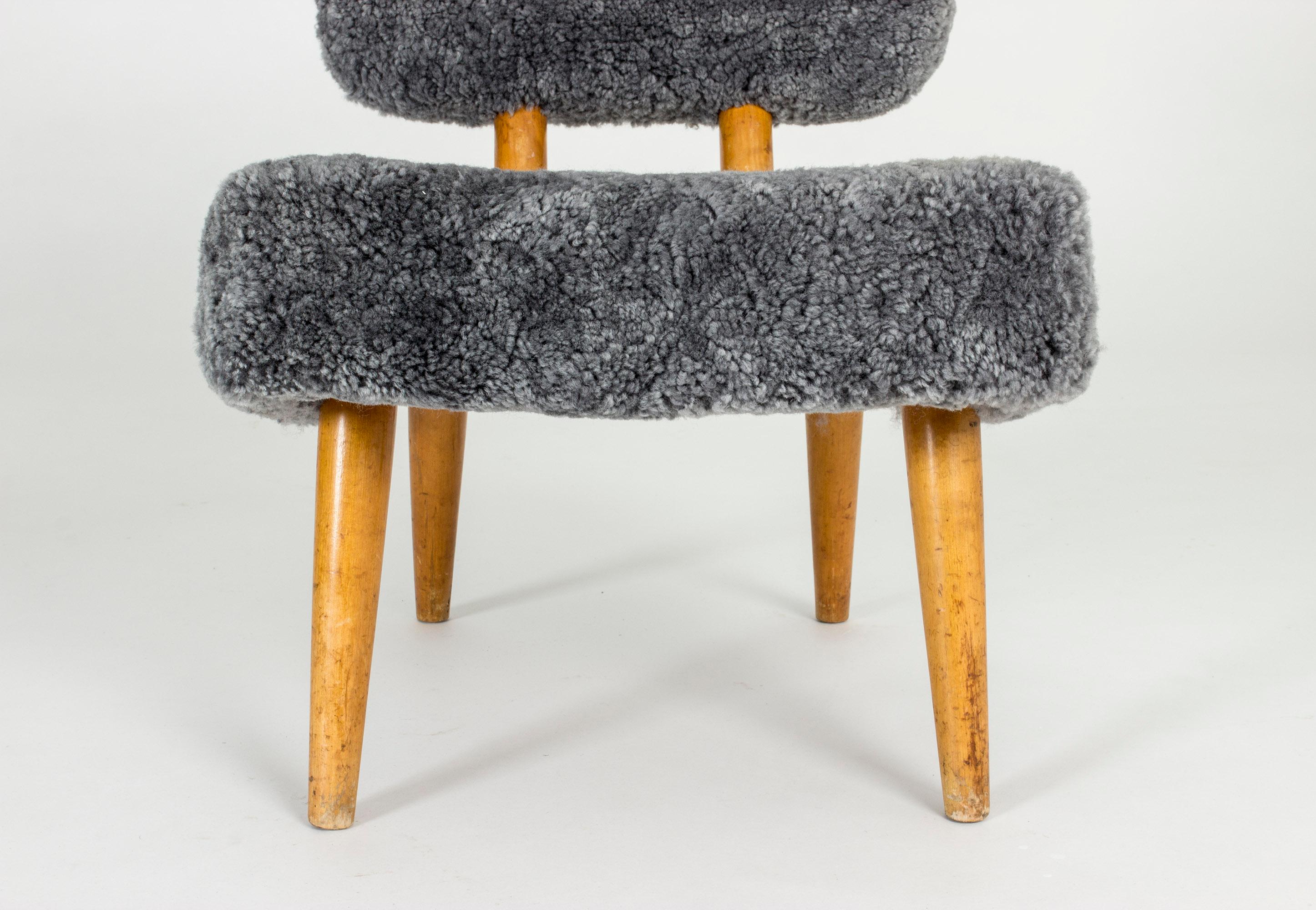 Pair of Norwegian 1940s Sheepskin Chairs For Sale 1