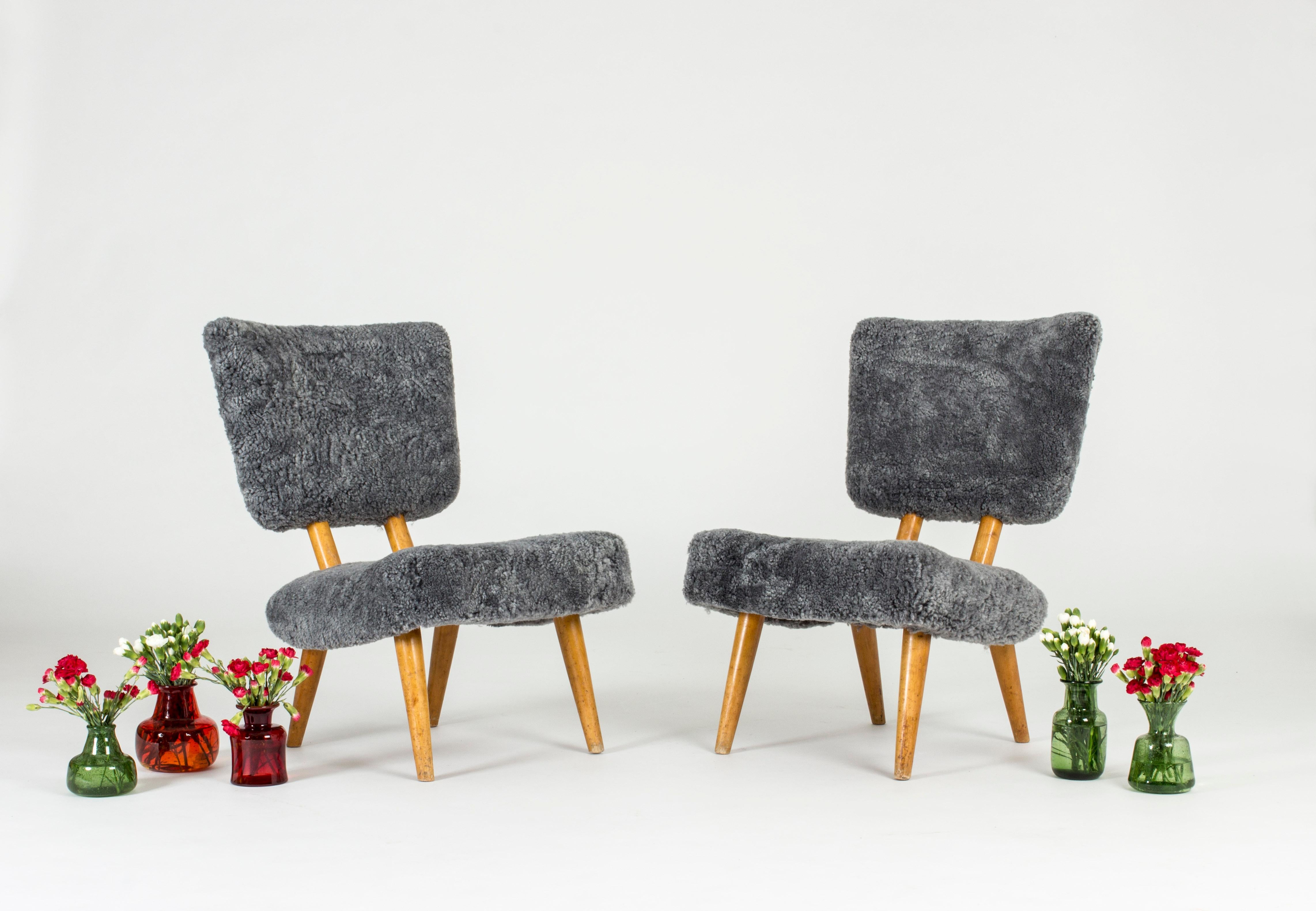 Pair of Norwegian 1940s Sheepskin Chairs For Sale 2