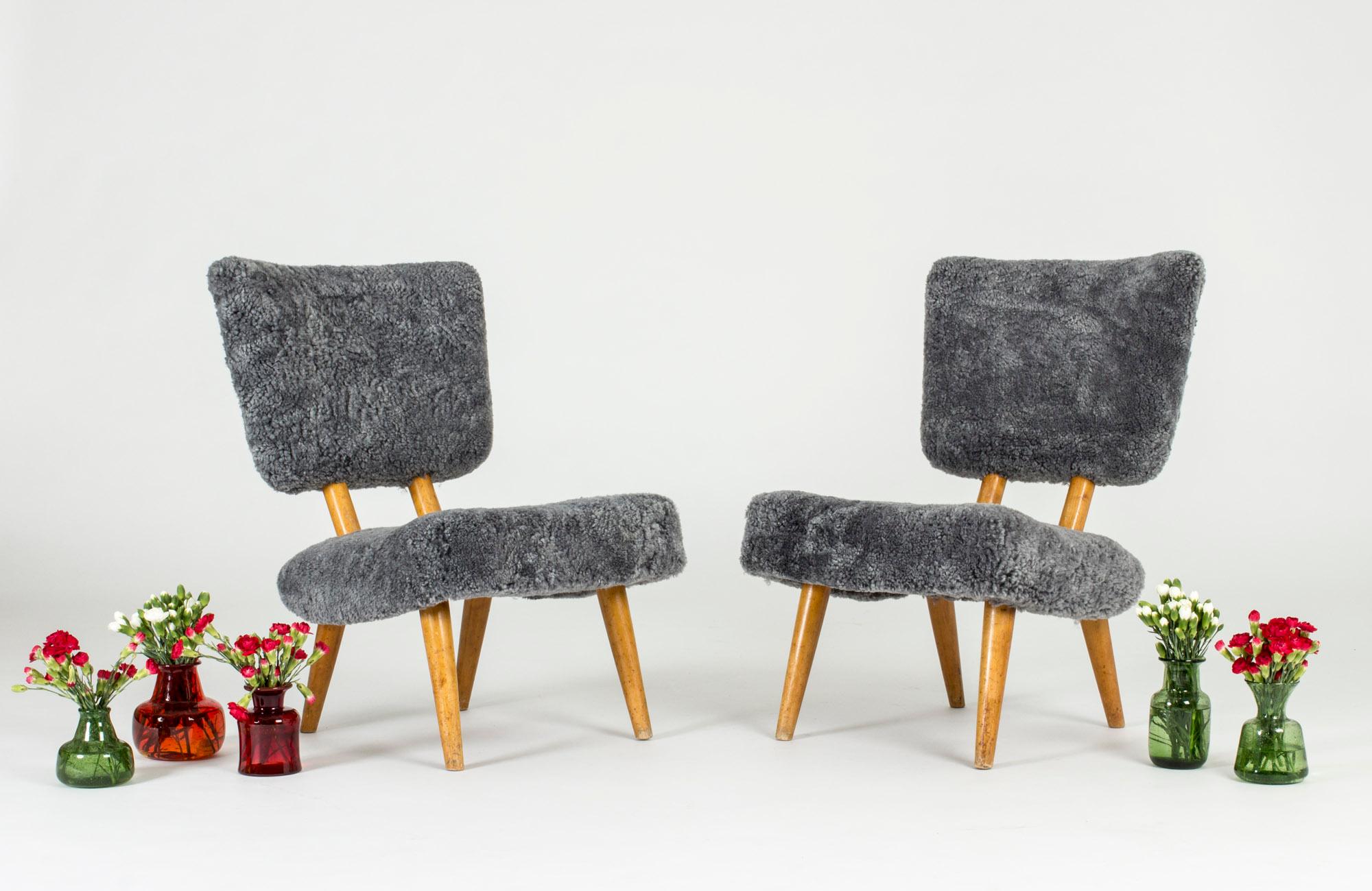 Pair of Norwegian 1940s Sheepskin Chairs For Sale 3